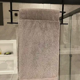 SUPORTE TOALHEIRO DUPLO PARA BOX BANHEIRO PORTA TOALHA DUPLO BOX REFORÇADO (Preto)
