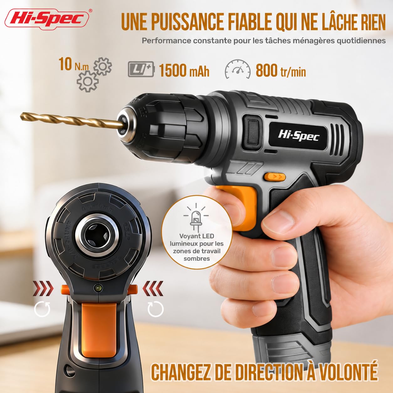 Perceuse-Visseuse Sans Fil 8V – Kit 102 Pièces, Batterie 1500mAh Recharge USB
