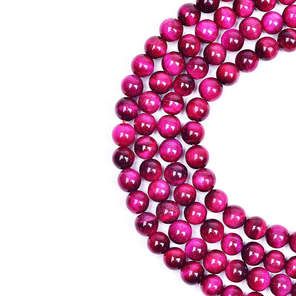 Natural Round AAA+ Pink Tiger Eye Gemstone Loose Beads Energy Stone Healing Power for Bracelet Jewelry Making 1 Strand 15 inches (8mm, 48pcs)