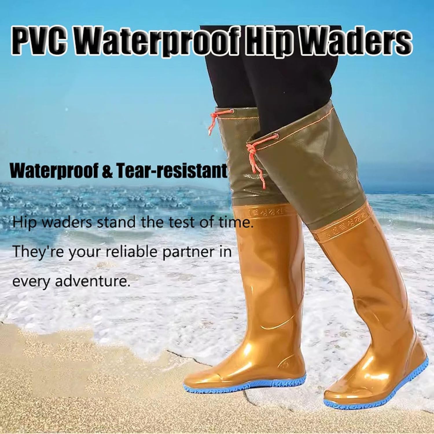 Wodoodporne i wytrzymałe Wodery do połowu muchowego, lekkie buty do brodzenia, wodoodporne buty myśliwskie z PVC ze ściągaczem i antypoślizgową podeszwą(7 UK)