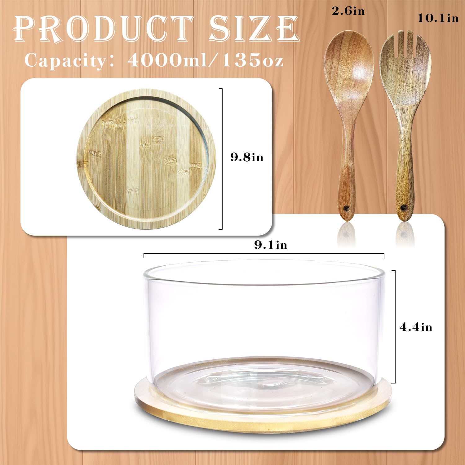 Large Glass Salad Bowl | 9