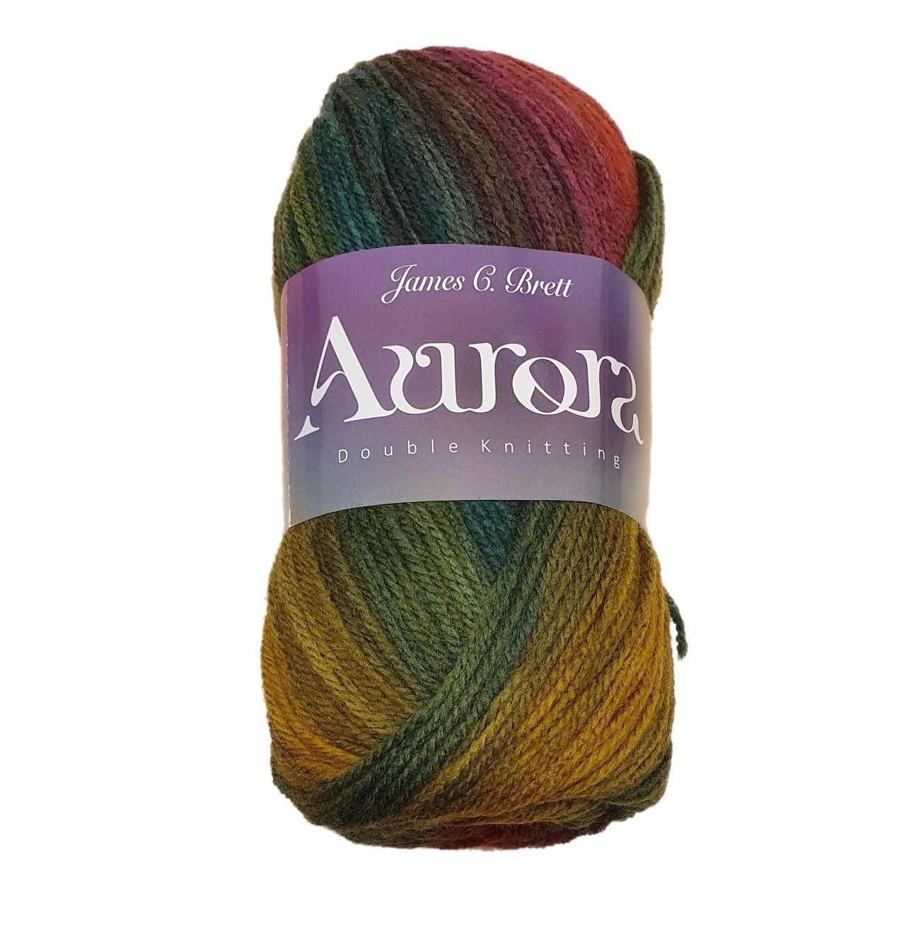 James C Brett Aurora DK 20% Wool Rainbow Knitting Crochet Yarn (05), Multi Coloured