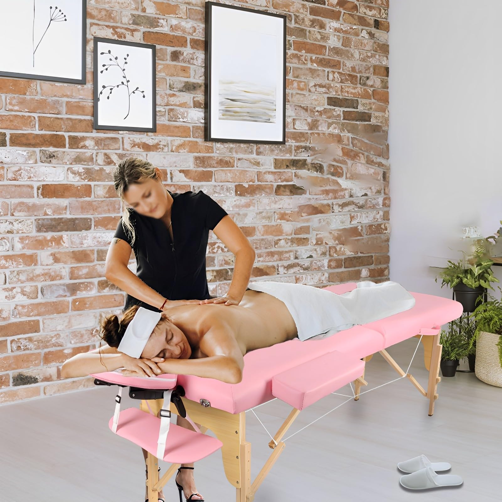 Camilla de Masaje Plegable Estetica: Mesa de Masaje Madera de 2 Zonas - Cama de Masajes Portatil para Fisioterapia Tatuaje y SPA