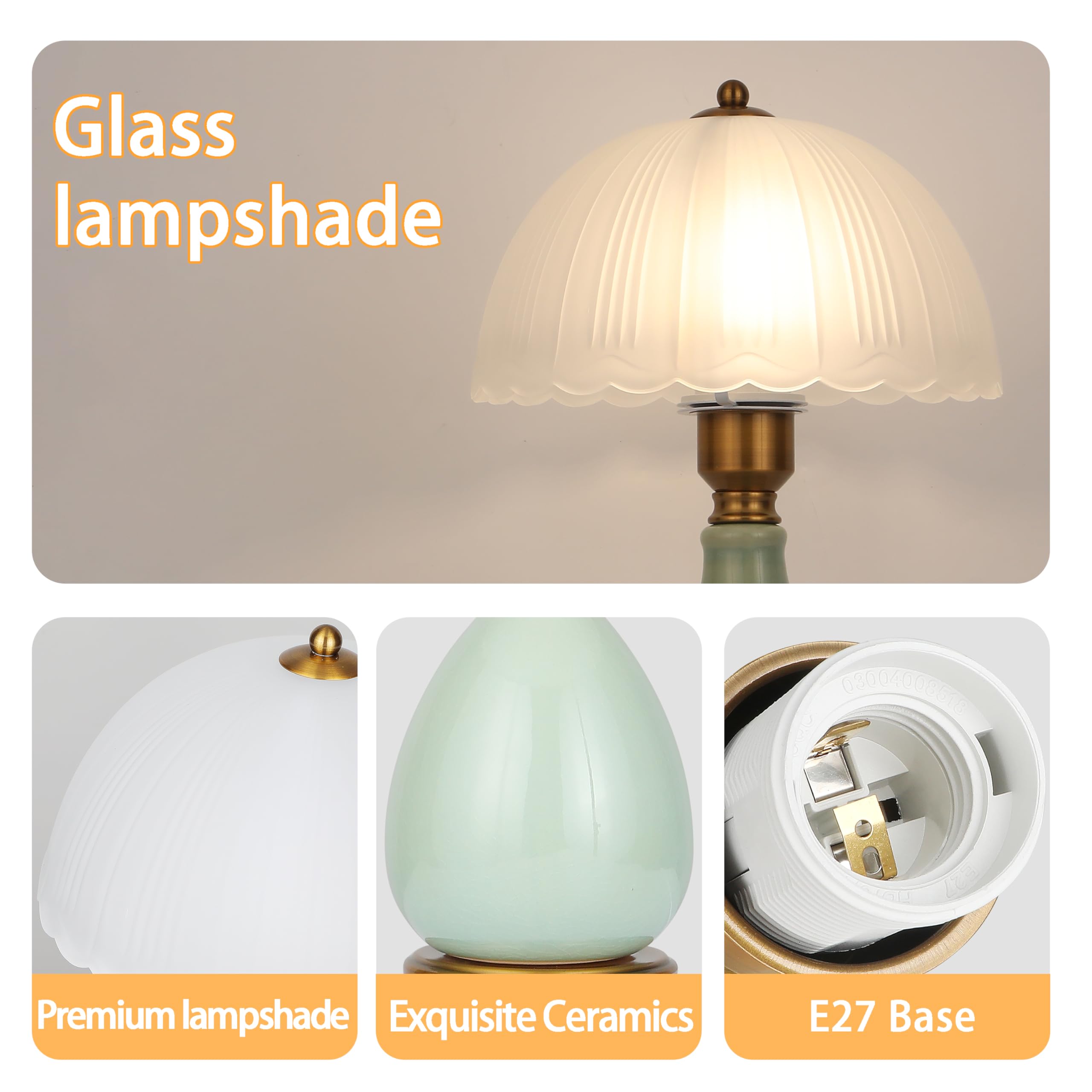 Vintage Lampe für Wohnzimmer, moderne Keramik Tischlampen für Schlafzimmer, Retro Nachttisch traditionelle Lampen, klassische Chinoiserie grüne Lampe für Heimdekor(02)