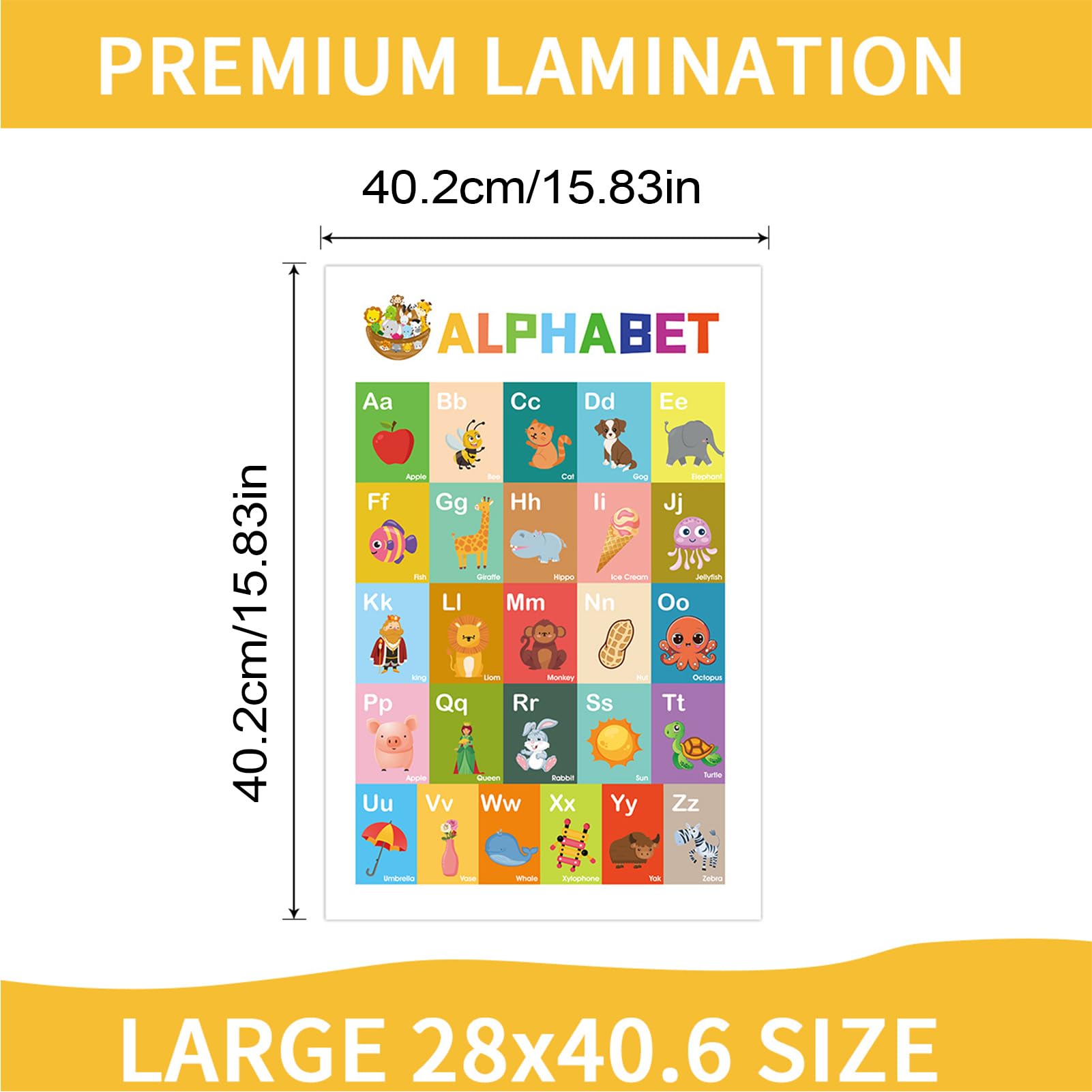 Poster educativi 40,2 x 40,2 cm set di 12 stampe con numeri e lettere per bambini in età prescolare