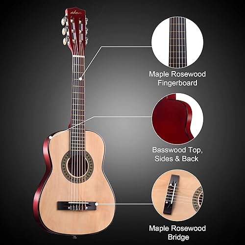 Vista 34 de ADM - Guitarra acústica para principiantes de 30 pulgadas, cuerdas de nailon, guitarra de madera para niños y estudiantes, lecciones en línea