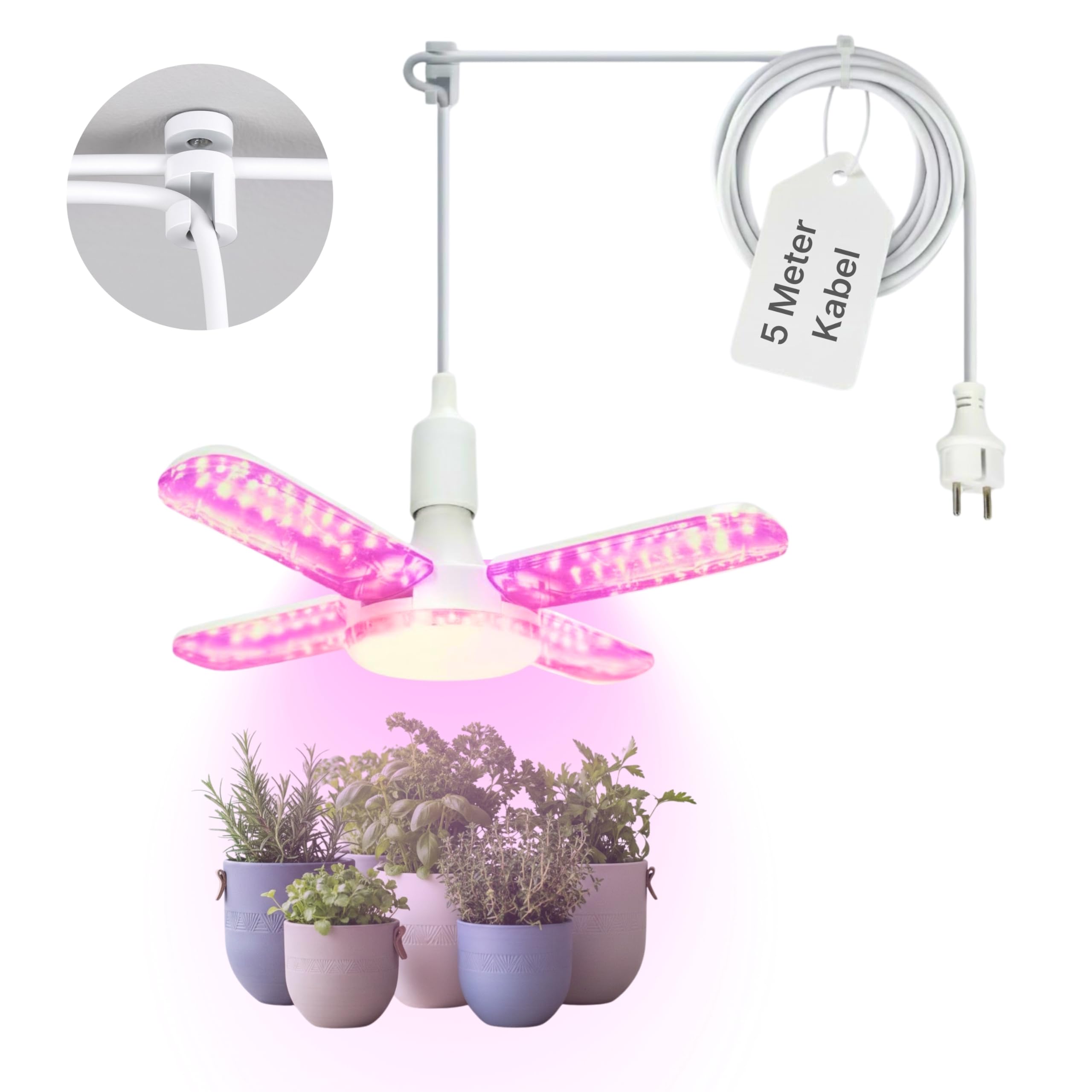 Vollspektrum Pflanzenlampe LED, 275 PPFD, für Zimmerpflanzen