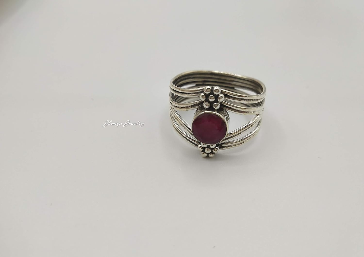 ruby ring, 925 sterling silver, statement ring, bohemian jewelry, artisan designer ring, wedding gift, trending ring, hippie ring, gothic ring, victorian ring, july birthstone, red gemstone ring, gift image 2