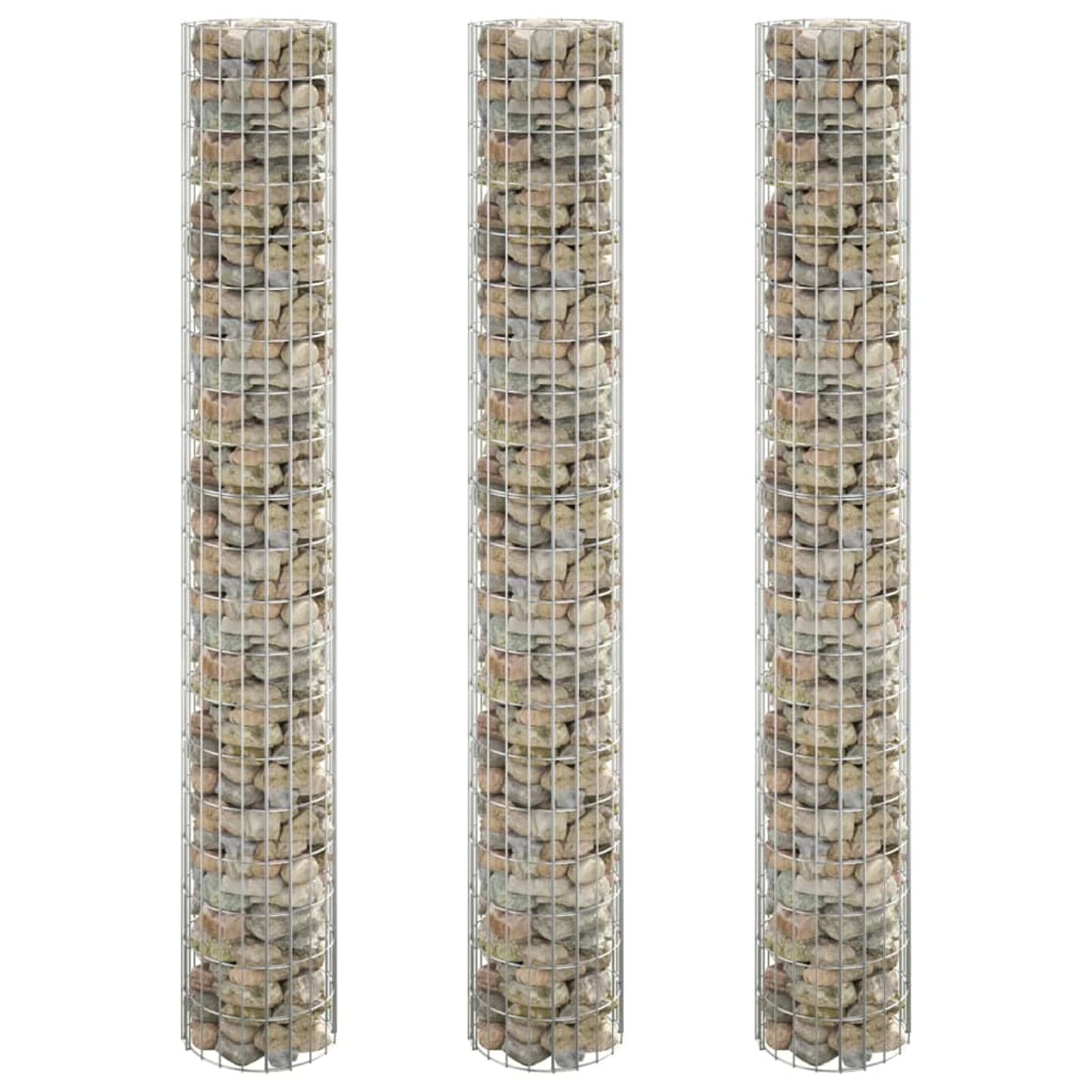 Gabionen-Hochbeete 3 STK Kräuterspirale, Hochbeet Im Garten, Pflanzkübel, Pflanzsteine, Rund Verzinkter Stahl Ø30x200 cm