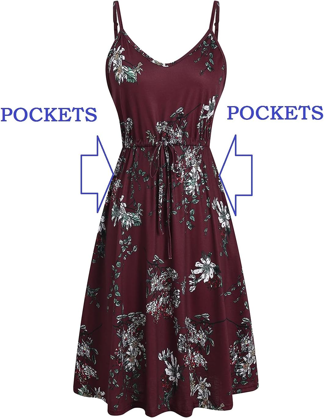 Women's Casual Summer Dress Beach Sleeveless Spaghetti Strap Adjustable Waist A Line Sun Dresses with Pockets 826 - Image 6