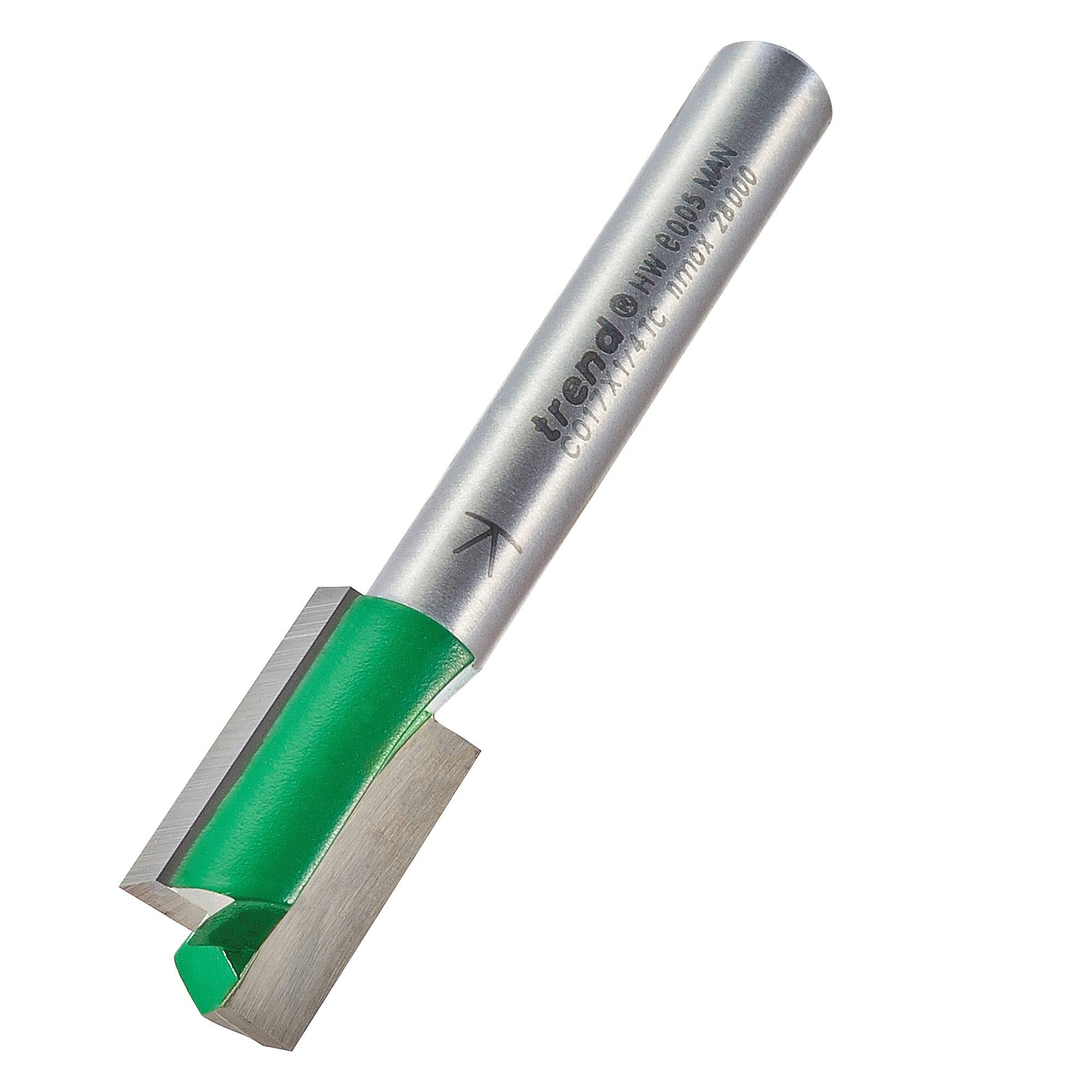 Trend Silver Craftpro Straight Two Flute Router Cutter, 1/4 Inch Shank, 11.1Mm Cut Diameter & 19.1Mm Cut Length, Tungsten Carbide Tipped, C017x1/4Tc