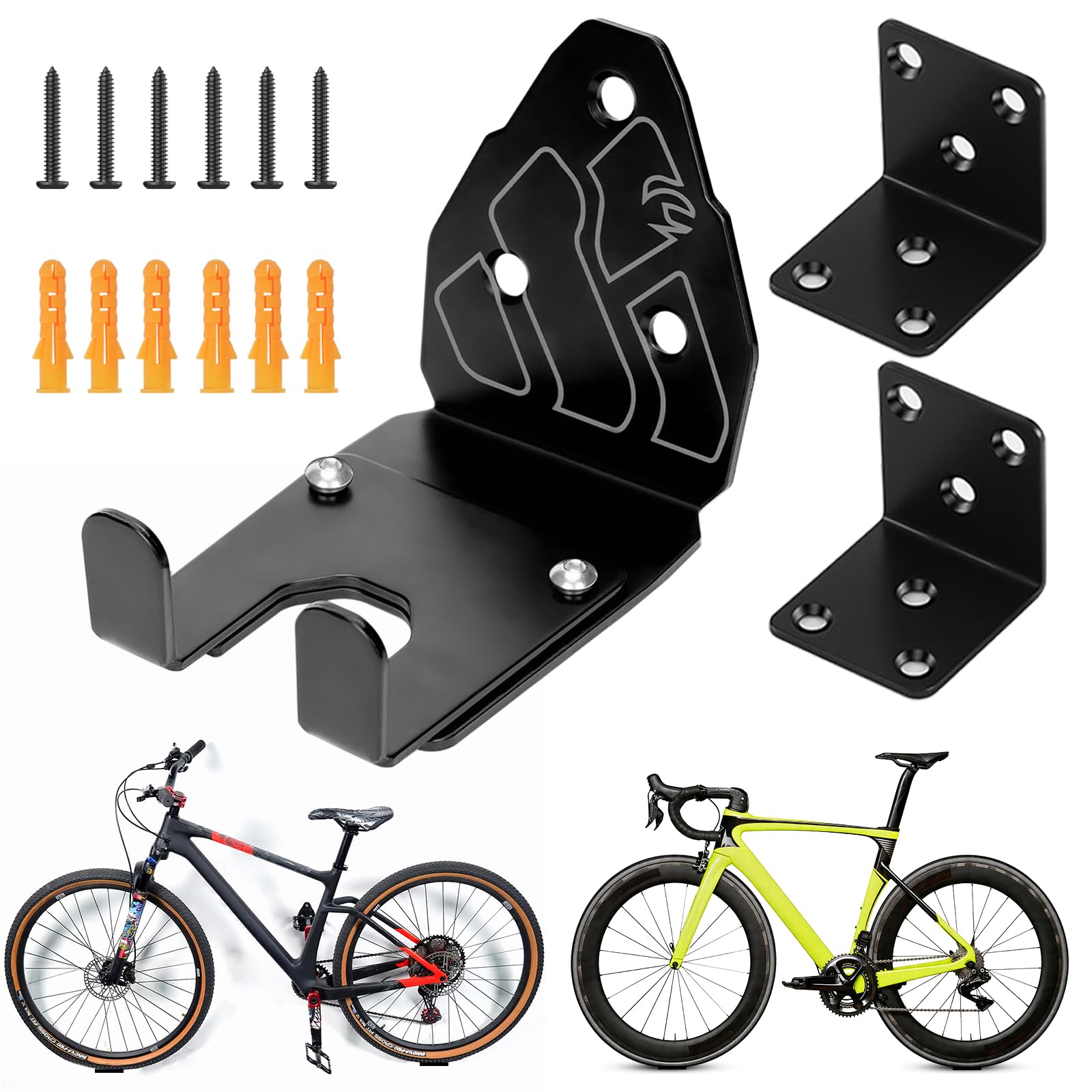 Regolabile Portabici da Muro Supporto Gancio Bici da Muro Ganci Bicicletta Parcheggio Supporto Orizzontale Parete Risparmiare Spazioper per Garage Casa E-bike MTB Bici da Corsa Accessori