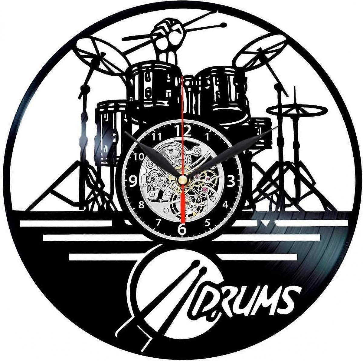 Horloge en vinyle batterie pour sublimer le salon d'un musicien