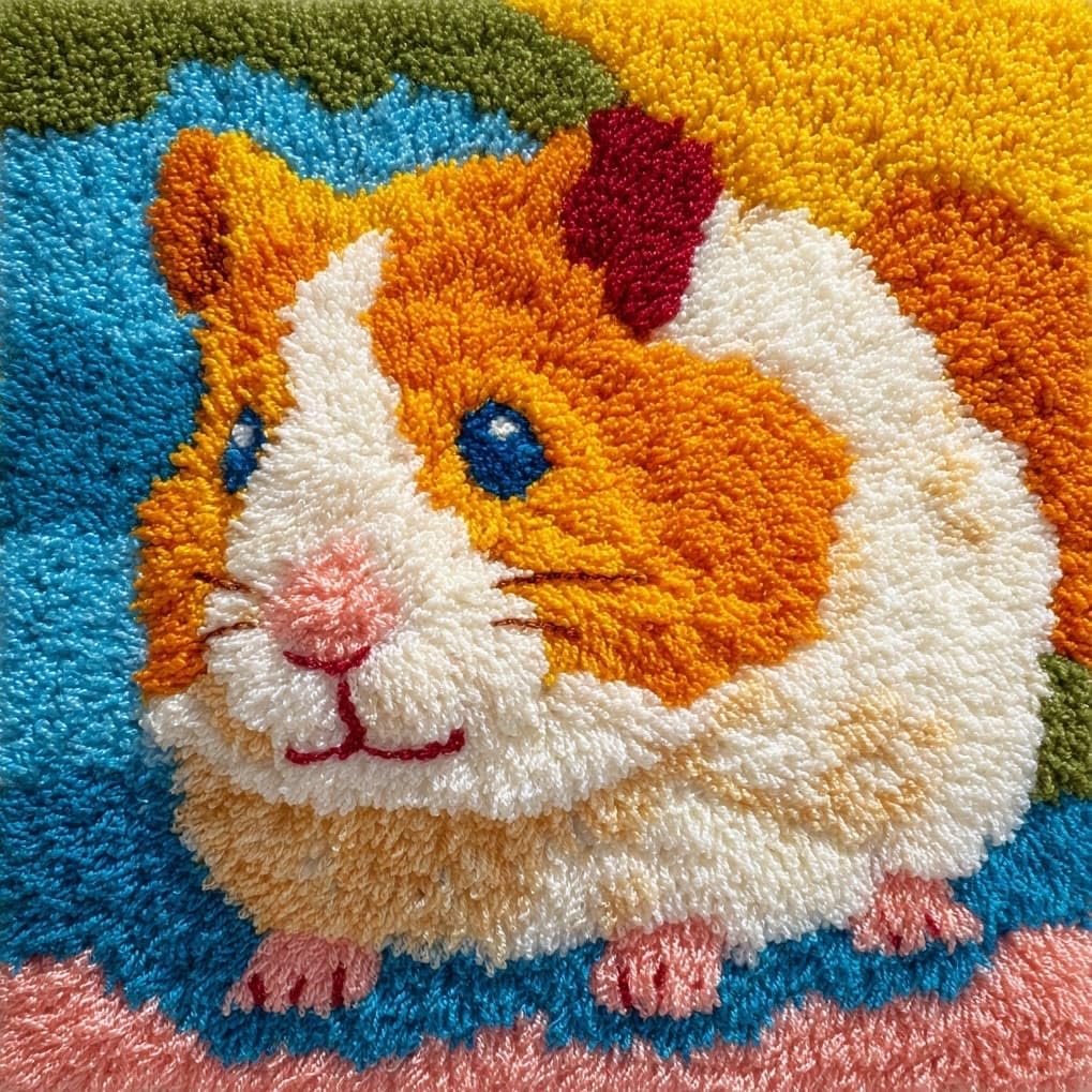 AxiangziK Latch Hook Pillow Kits 17x17in,Cartoon Hamster