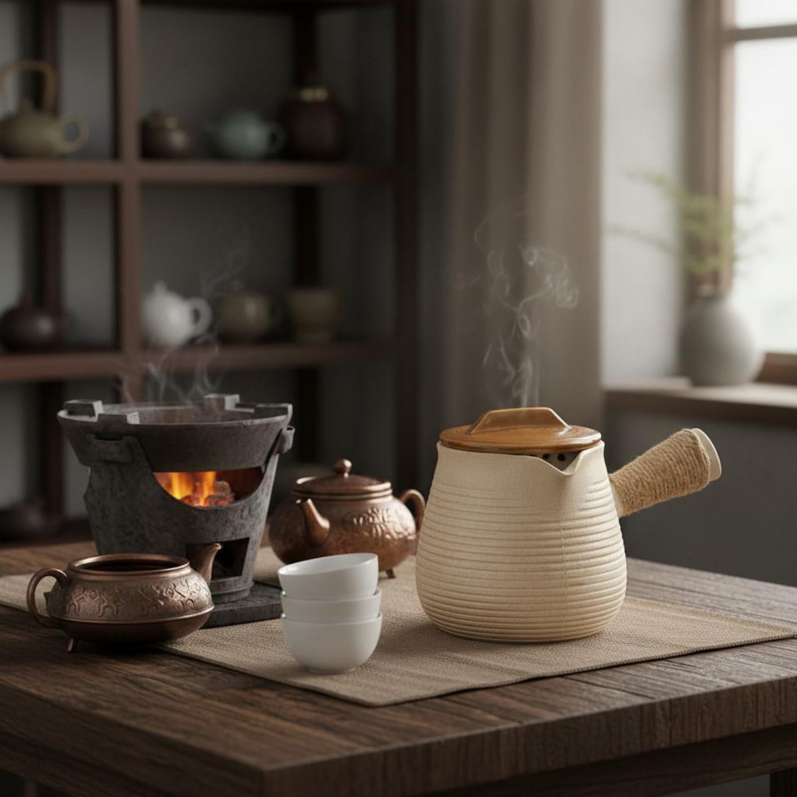 Amazon | KQFCAZRE 直火ティーポット 直火対応 炉辺裏茶壺 空焚き可 蓋