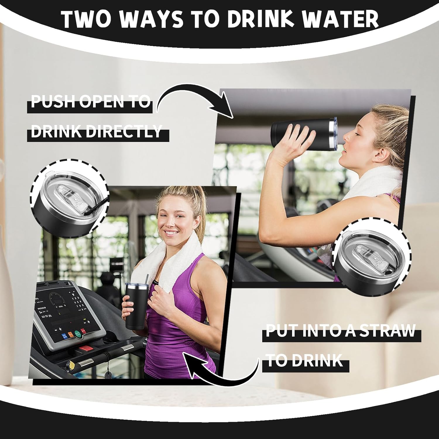 20 oz Tumbler with Lids and Straws, Stainless Steel Insulated Coffee Tumbler, Double Wall Vacuum Insulated Travel Mug Cup, Leakproof Thermal Coffee Cup for Hot and Cold Drinks (black) - Image 4