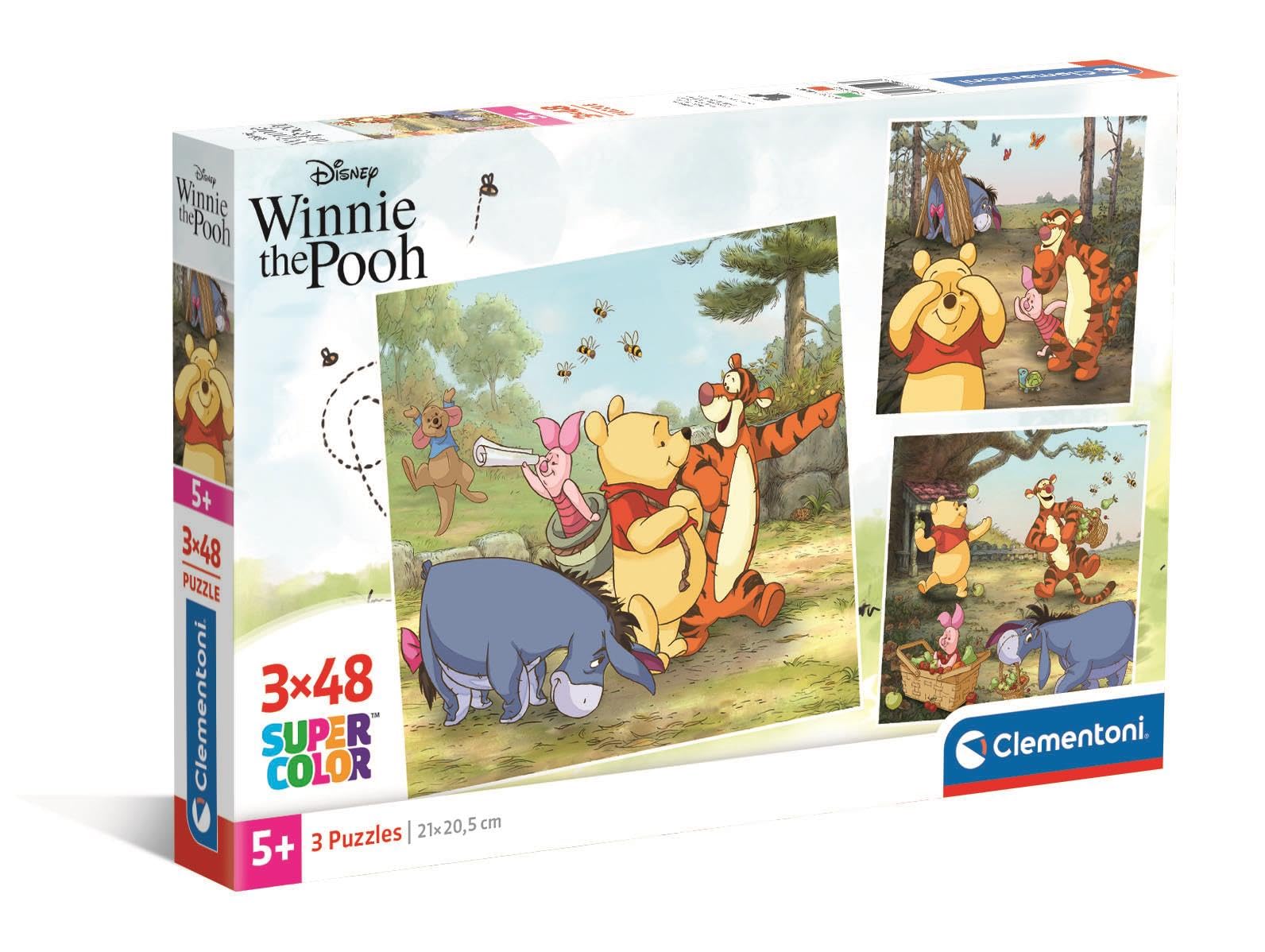 Clementoni Puzzle, 3X48 Square Disney Winnie The Pooh, Puzzle for Kids 5+ Years, 144 pieces, Made in Italy, 25063