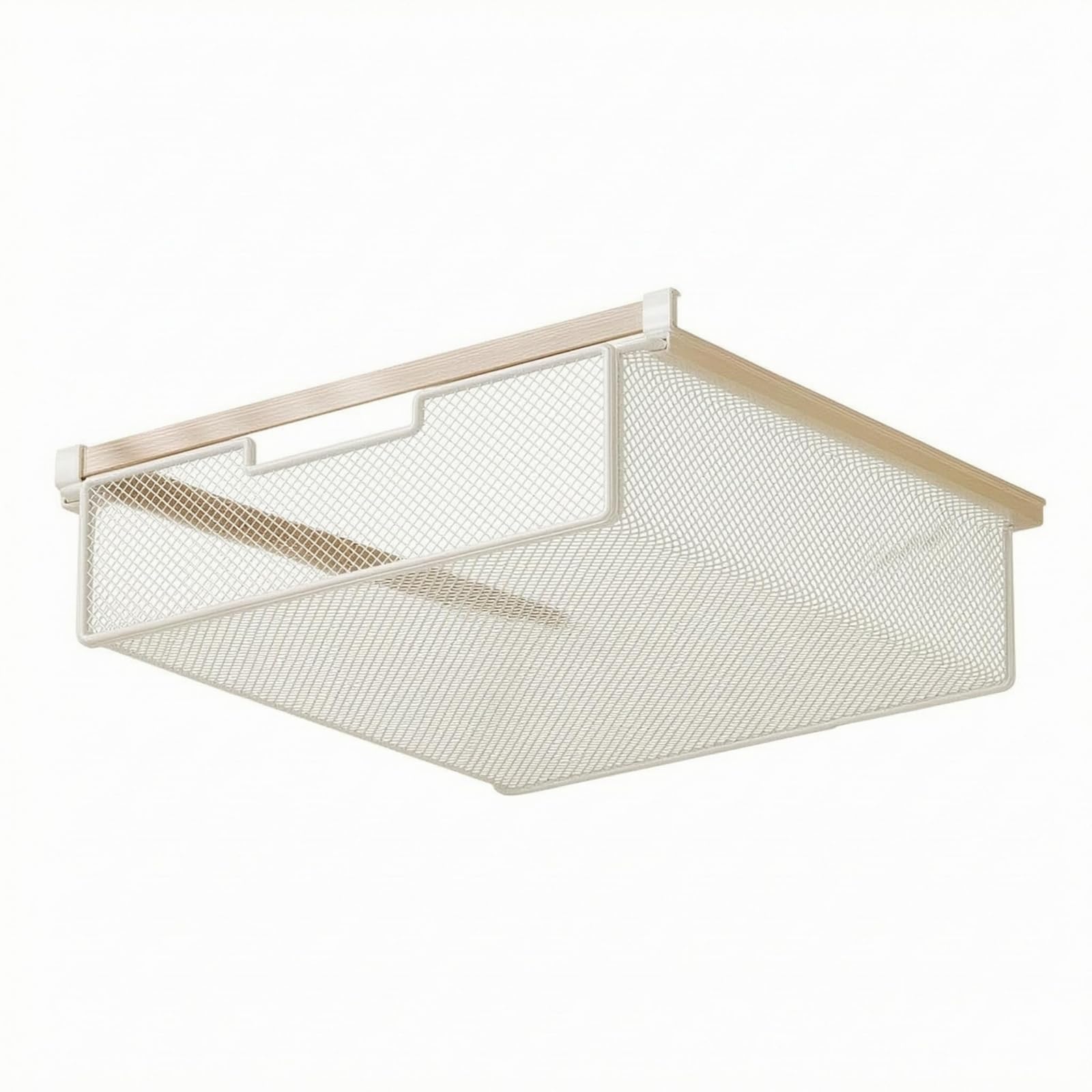 Clamp Hooks Hanging Wardrobe Basket Perforated Under Shelf Basket Raised Lip Undershelf Hanging Bin Tooleffortless Installation for Closet, White, L | Home & Garden-image-34