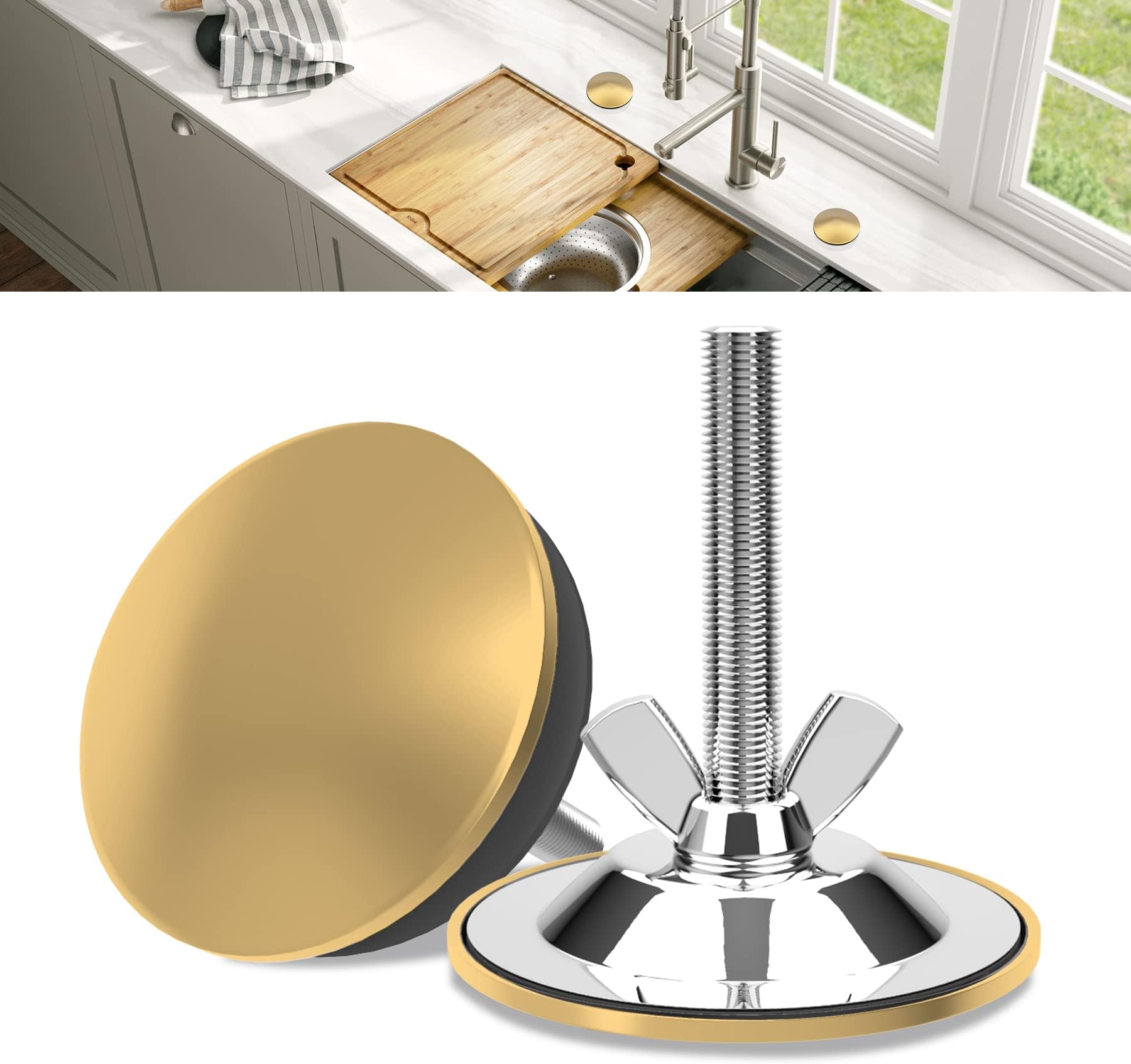 Xiboya textile 2 Pieces 2" Kitchen Sink Hole Cover Faucet Hole Cover Kitchen Sink