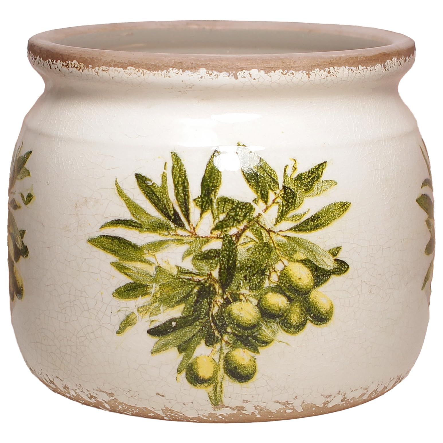 Olive Ceramic Planter with Drainage