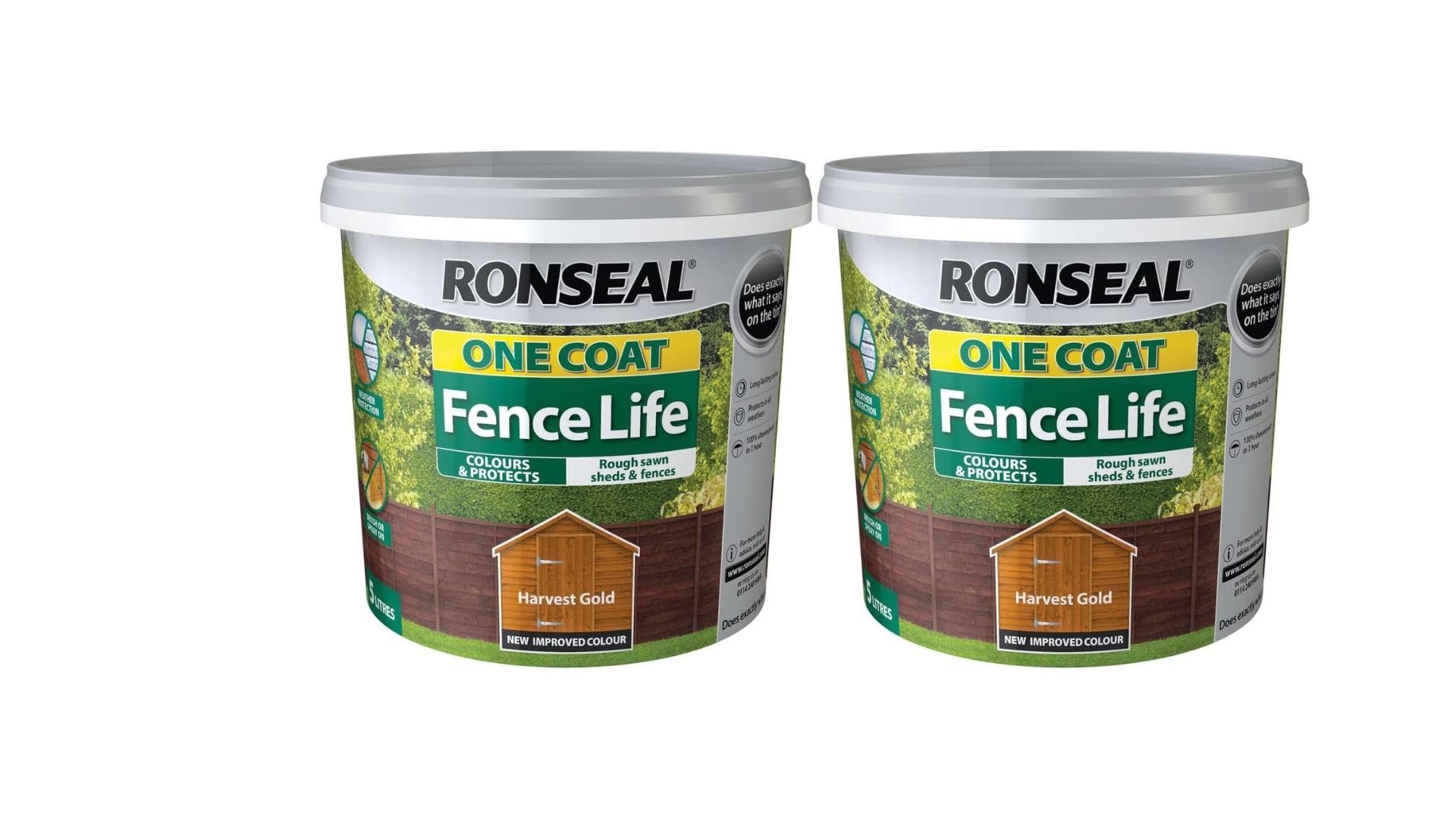 FAB INT PRODUCTS Fence Life Wood Treatment, 2 x 5 litres, One Coat Formula (2X Harvest Gold)