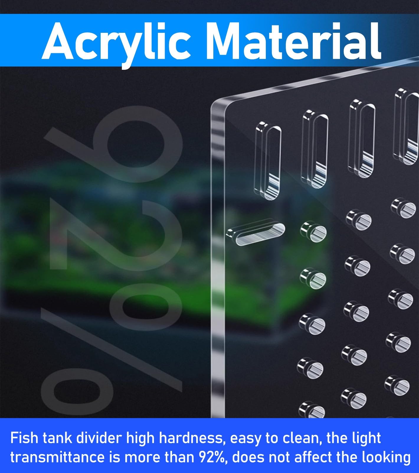 Divisor de Acuario Divisor acrílico transparente para pecera, separador de peces para acuario grande con accesorios para pecera, tablero de rejilla de aislamiento de acuario para peces Betta(38x60cm/1