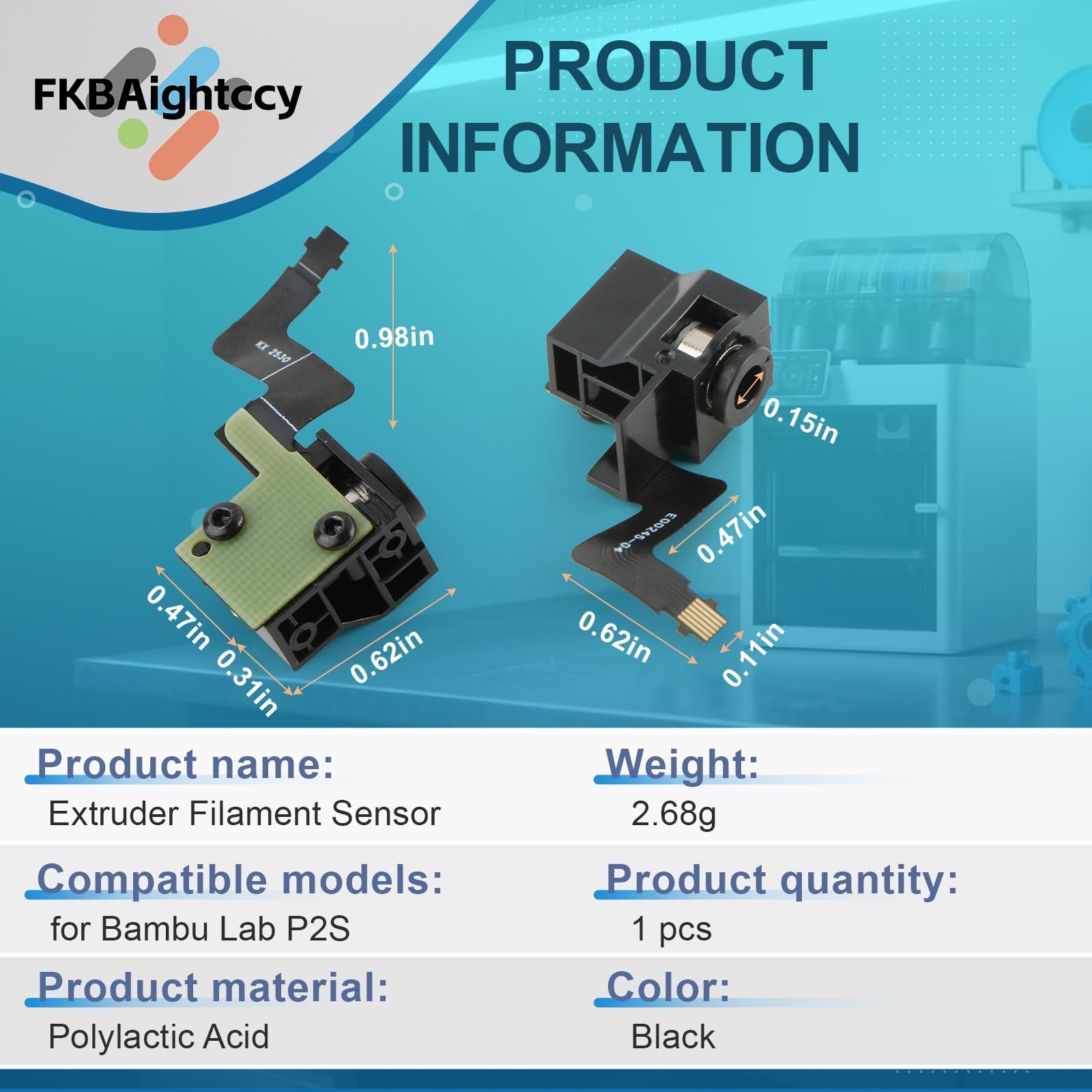 Extruder Filament Sensor für Bambu P2S 3D Drucker Hallschalter Montage Zubehör mit Werkzeug Schwarz