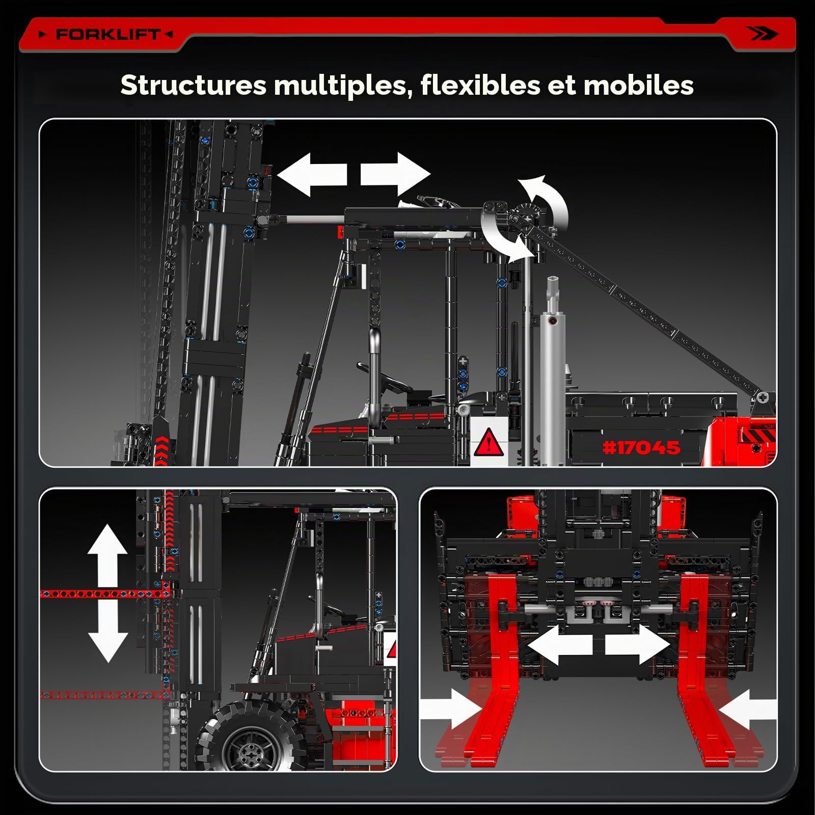 Mould King 17045 Technique Chariot élévateur lourd, kit de modélisation de camion pour adultes à l'échelle 1:6 avec détails authentiques, RC contrôlé par application avec Control+ (4579 pièces)