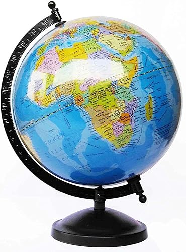 Globo educativo político laminado de 8 pulgadas giratorio con arco de metal y base azul (paquete de 1)