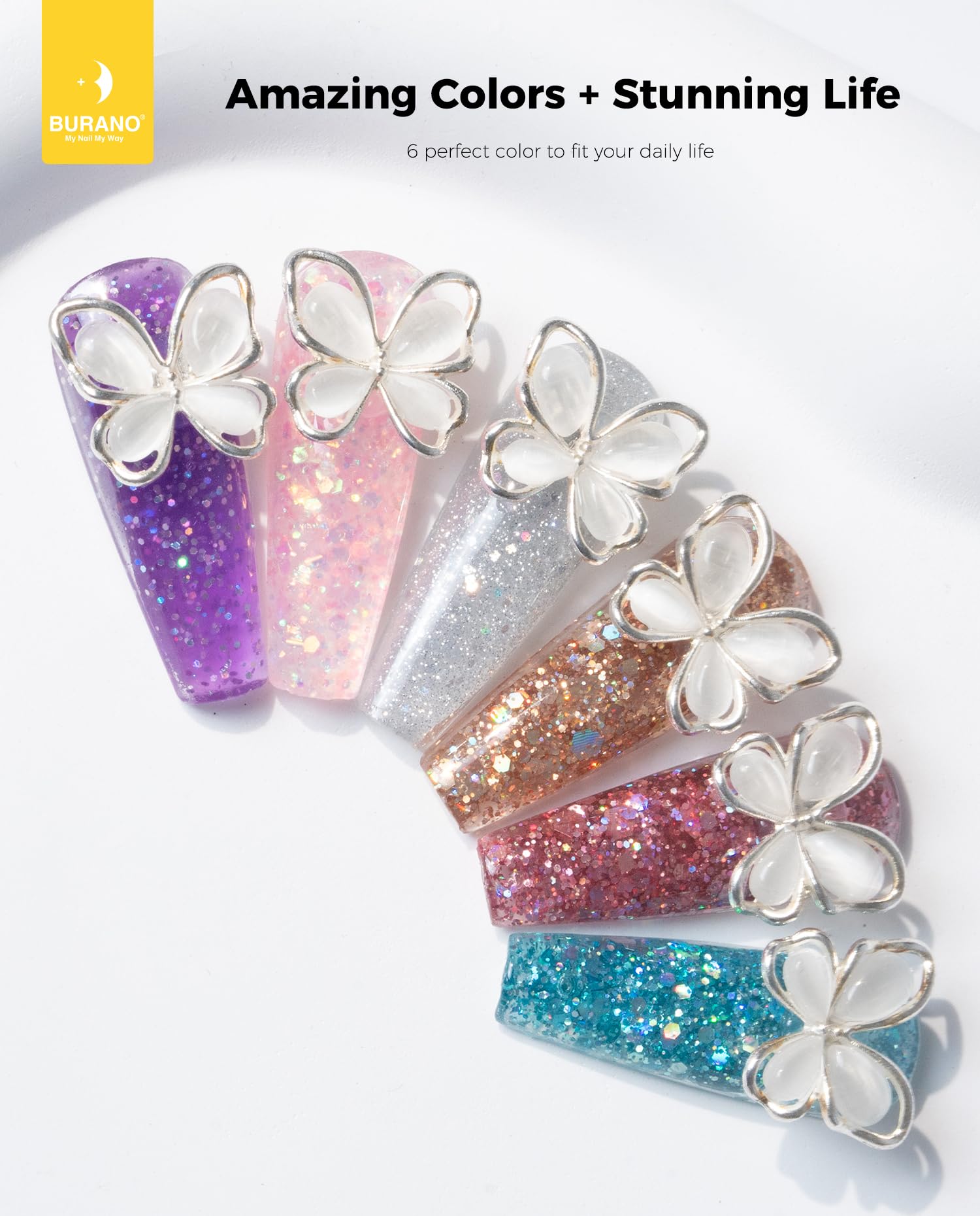 BURANO Poly Extension Gel Nail Kit, 6 Colors Nail Poly Nails Builder Gel Set for Beginner & Professional Using - Image 2