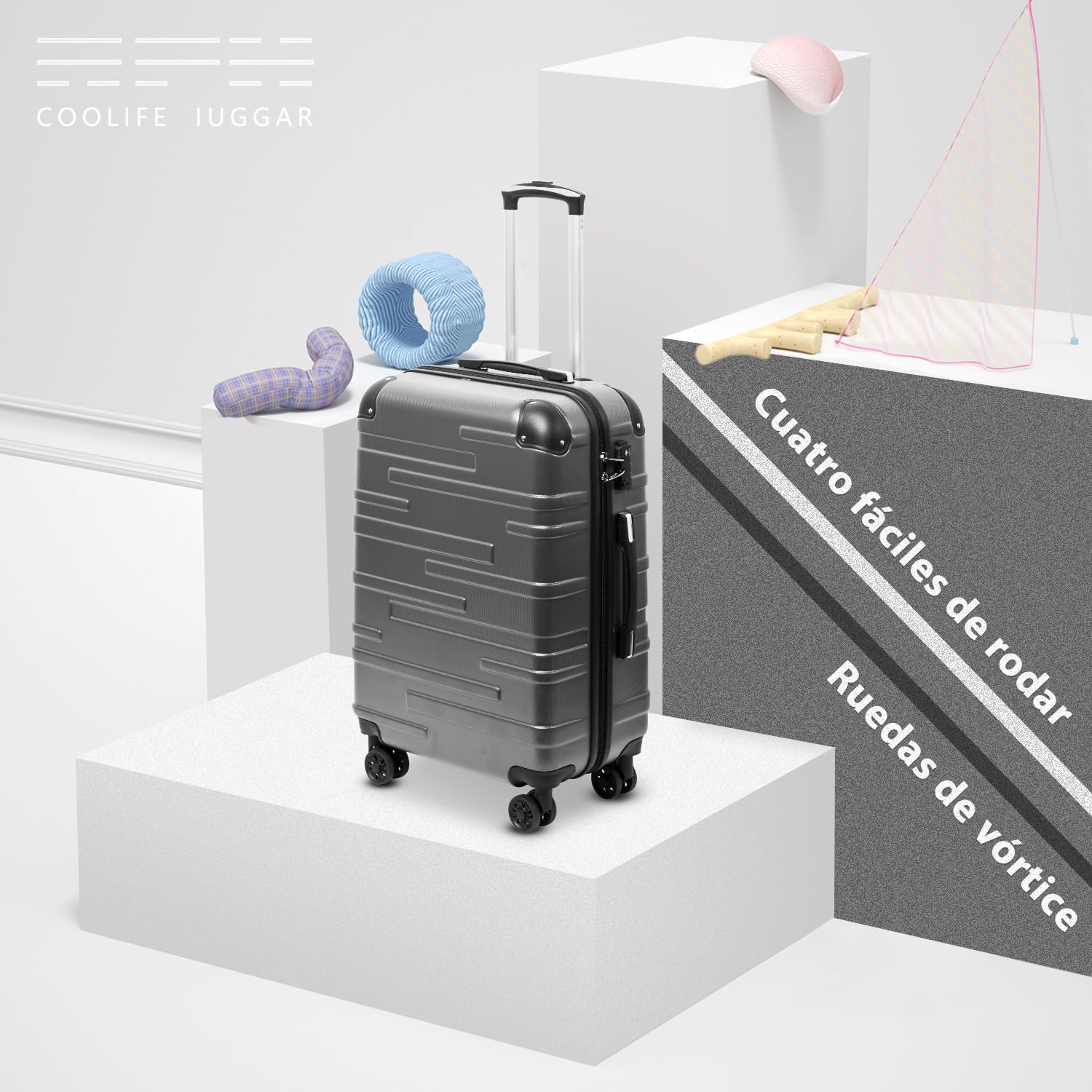 COOLIFE Maleta Mediana 67 cm, Maleta de Viaje Ligera 60L con Cerradura TSA | Maleta de 67x46x26 cm, ruedas giratorias, pequeñas resistentes a los impactos, vacaciones, viajes internacionales y cruceros