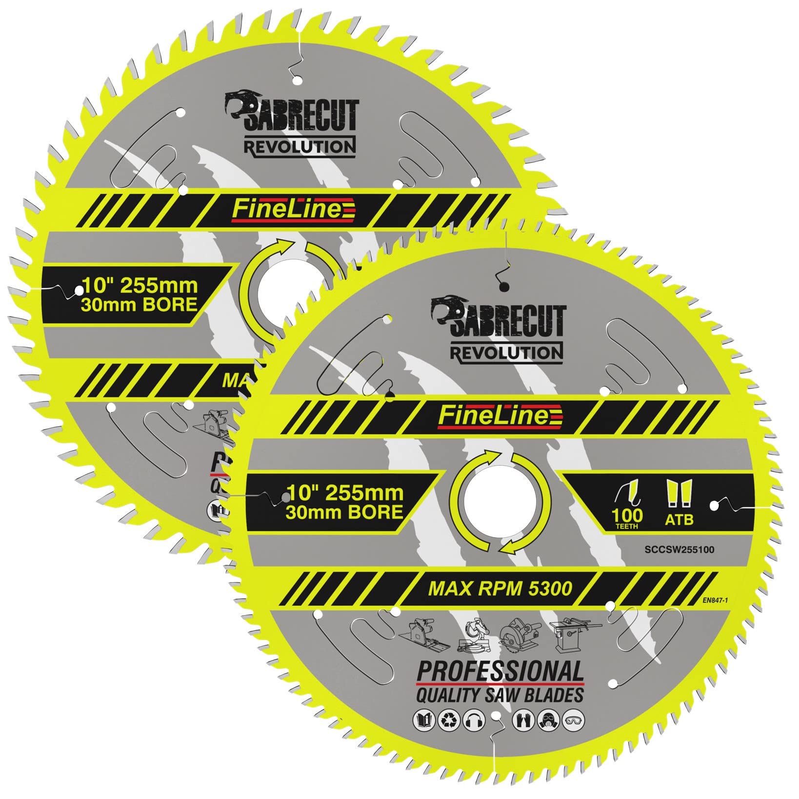 SabreCut 2pcs SCCSW255K1 255mm 60T 100T 30mm Foro Lama sega circolare TCT