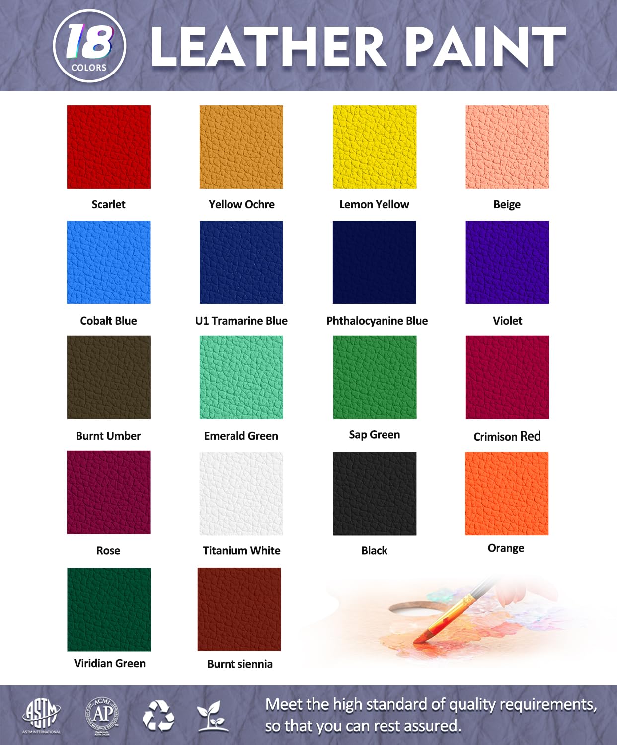 Colorful Acrylic Leather Paint Set, 18 Colors Leather Paint for Shoes| Leather Accessories | Premium Shoe Paint Kit for Sneakers | Bags | Purses | Waterproof, Flexible, Long-Lasting Sneaker Paint Kits