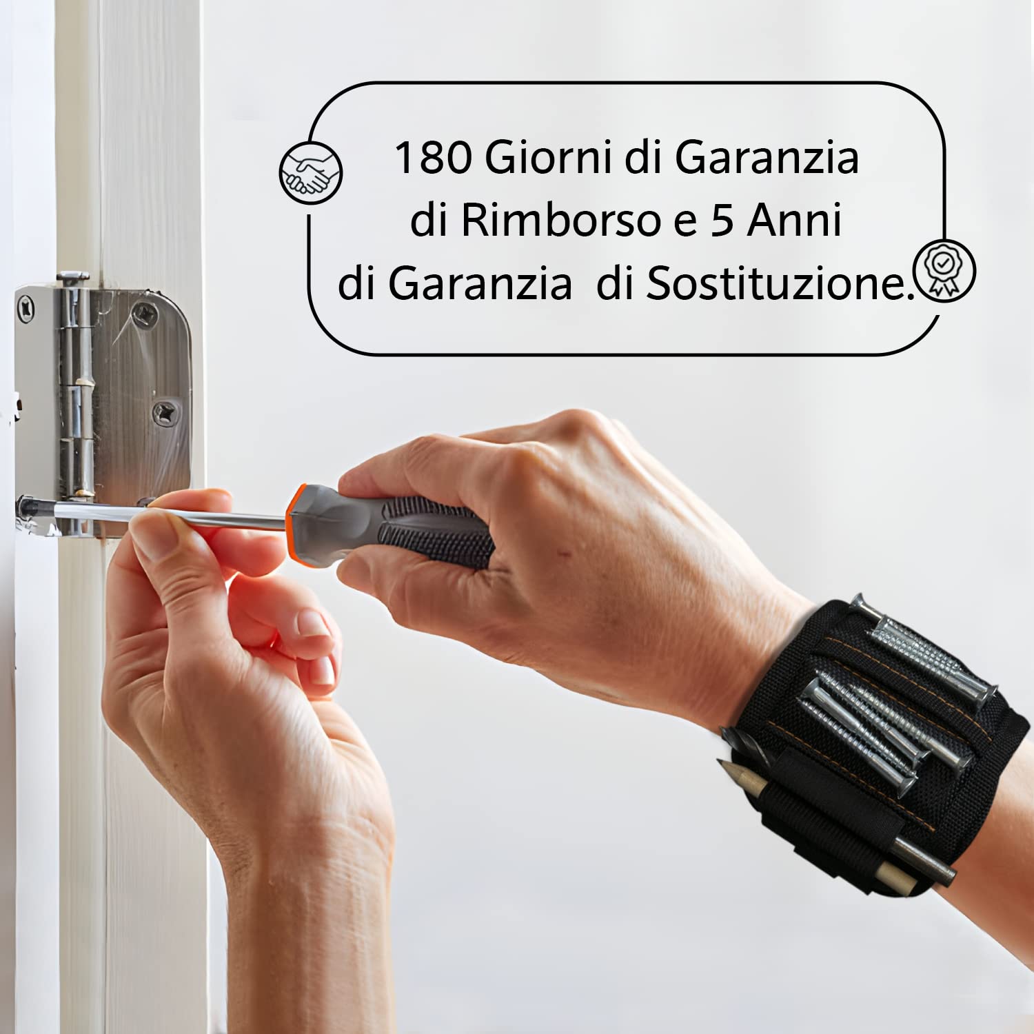 Regali per uomo, bracciale magnetico artigiano comprensivo di stick magnetico e matita per contenere viti e chiodi, idee regalo per la festa del papà, festa dell'uomo, compleanno, papà, gadget.