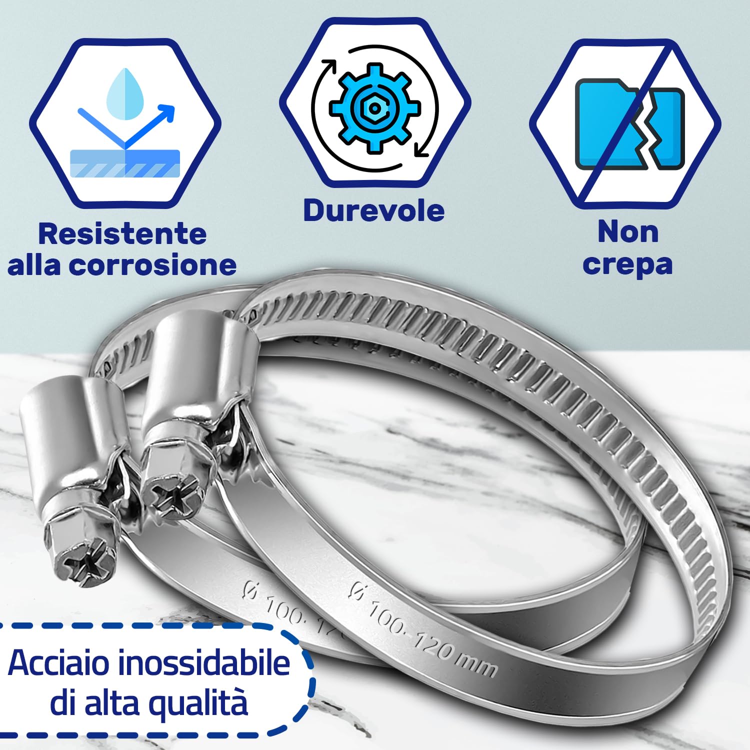 Fascetta Stringitubo In Acciaio, Zincata 100-120/9x0,8 - Foto 2