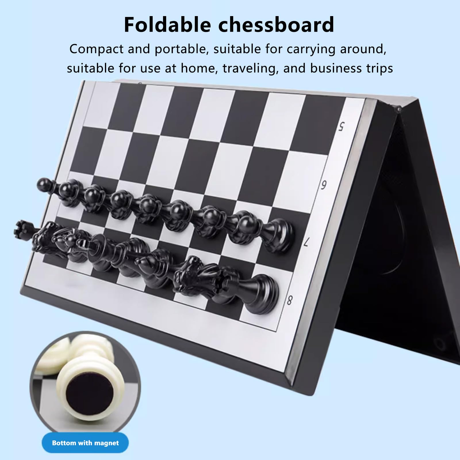 Scacchiera Portatile,Scacchiera Pieghevole 11.6" X 11.2"con Slot di Stoccaggio di Scacchi,Facili da Trasportare,Scacchiera Magnetica Pieghevole per Principianti E Adulti(Size:13.9 * 13.5in)