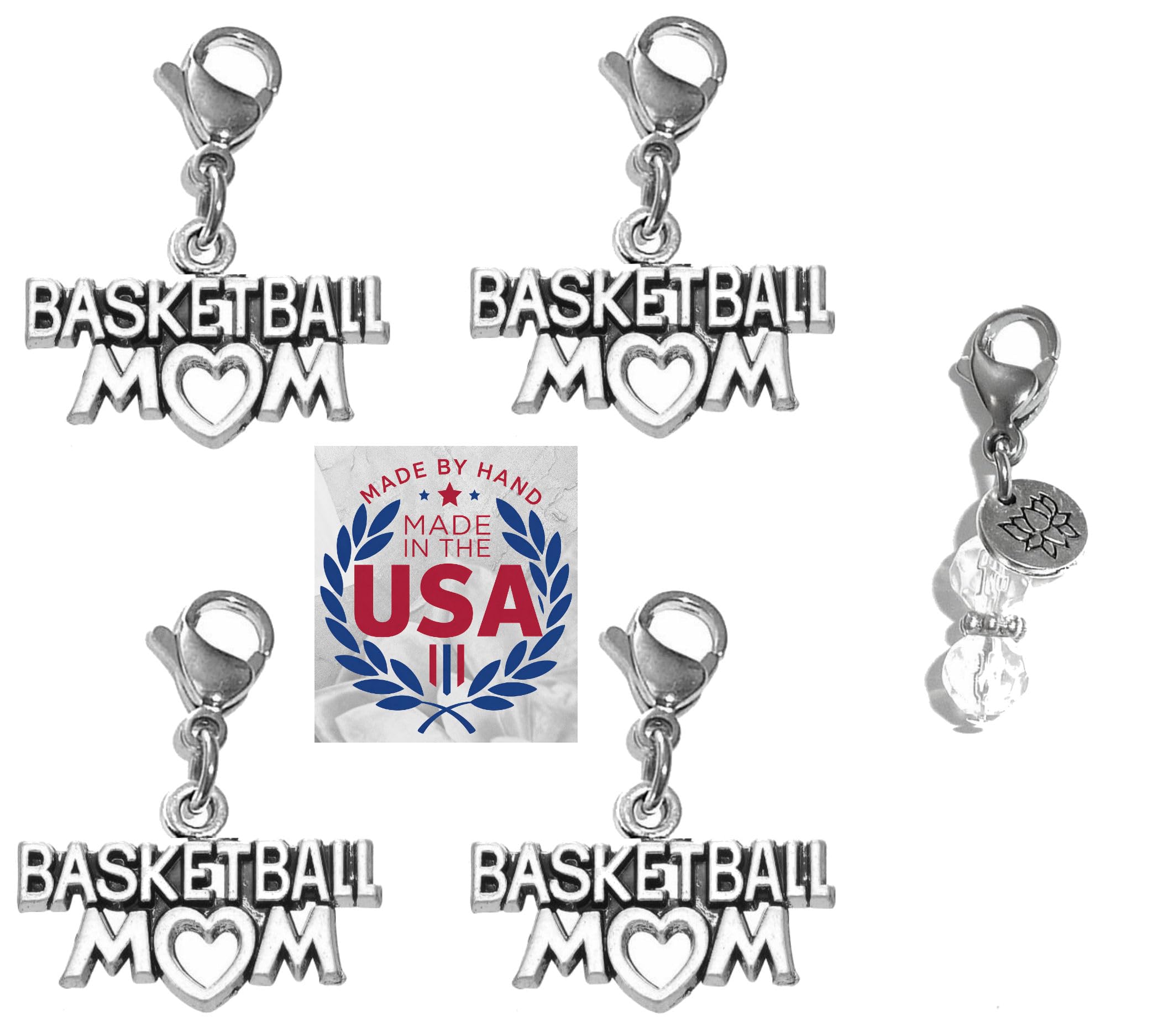 Hidden Hollow Beads 4 Clip On Charms for Purse, Handbag, Keychain, Zipper Pull, Backpack, Jewelry Accessory, USA
