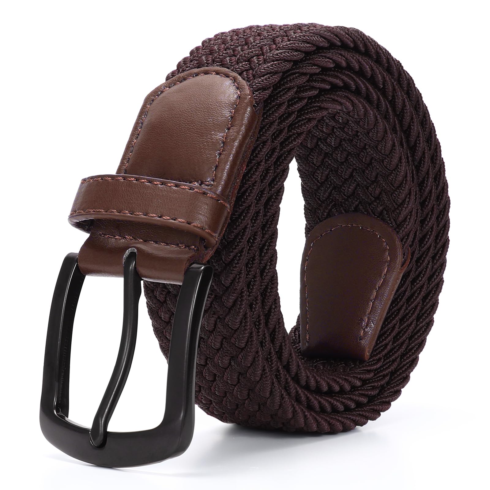 SUOSDEY Men Stretch Braided Belt, Elastic Belt for Jeans Pants Casual Golf Belt 1 3/8"
