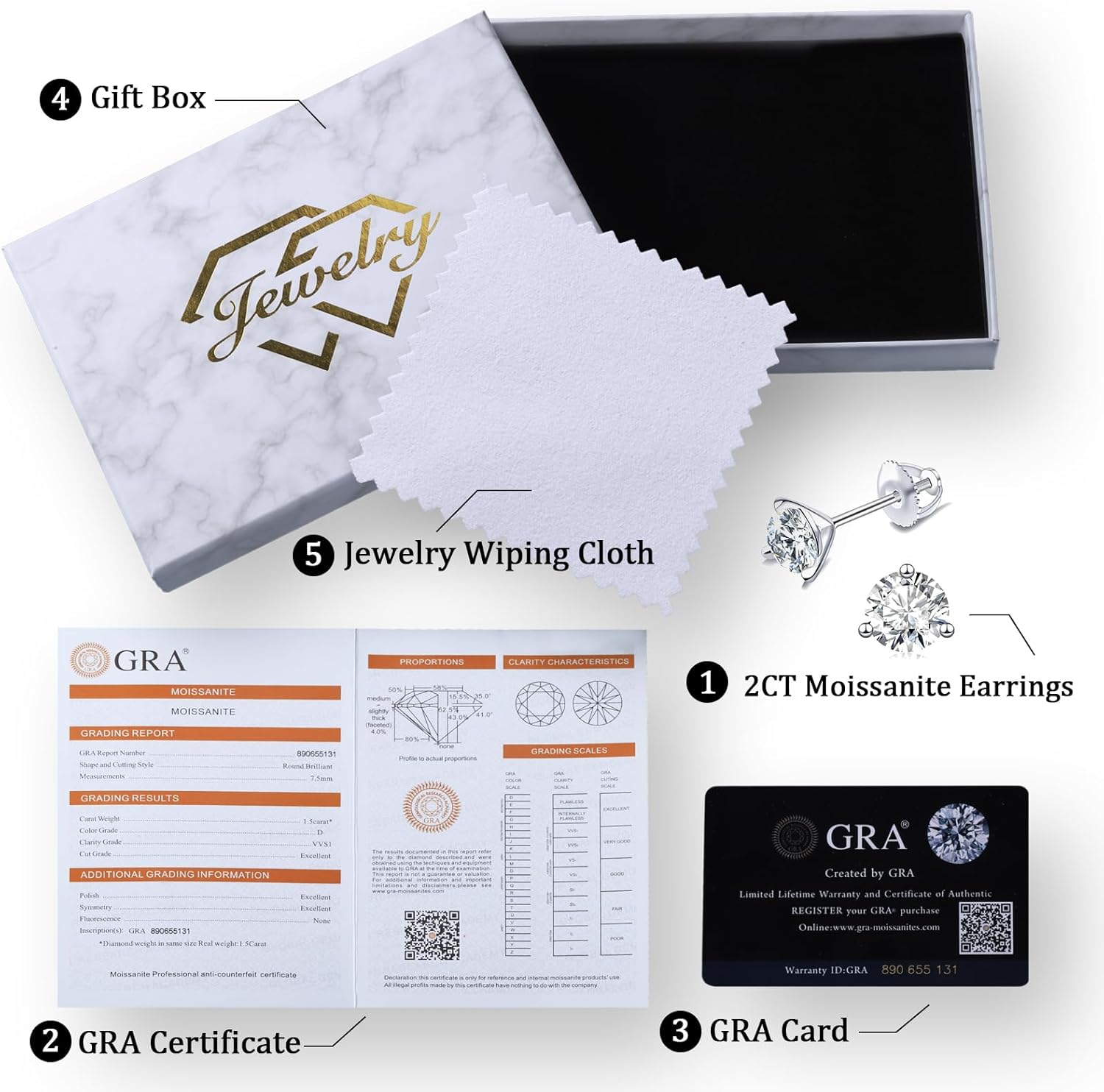 2CT Moissanite Screw Back Earrings - 925 Sterling Silver 3 Prongs 6.5mm D-color VVS1 Moissanite Stud Earrings Jewelry Gift for women Men - Image 5