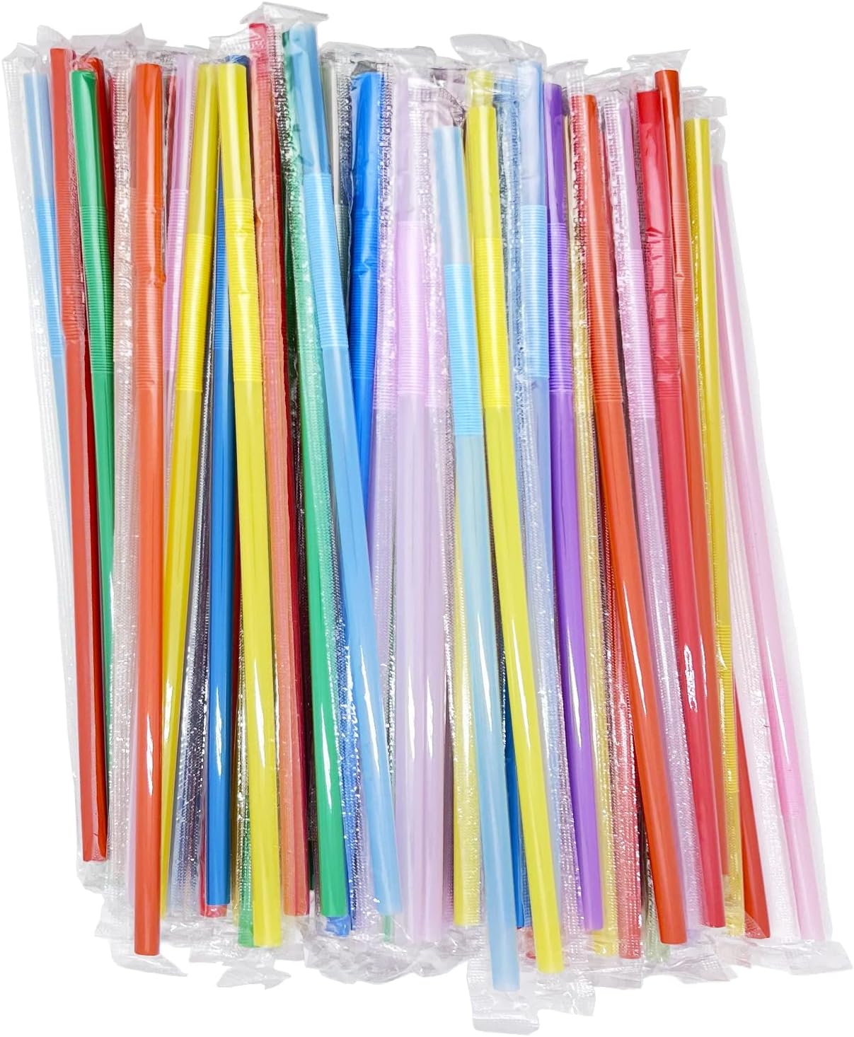 200 Pcs Colorful Flexible Straws, 10.2 Inch Individually