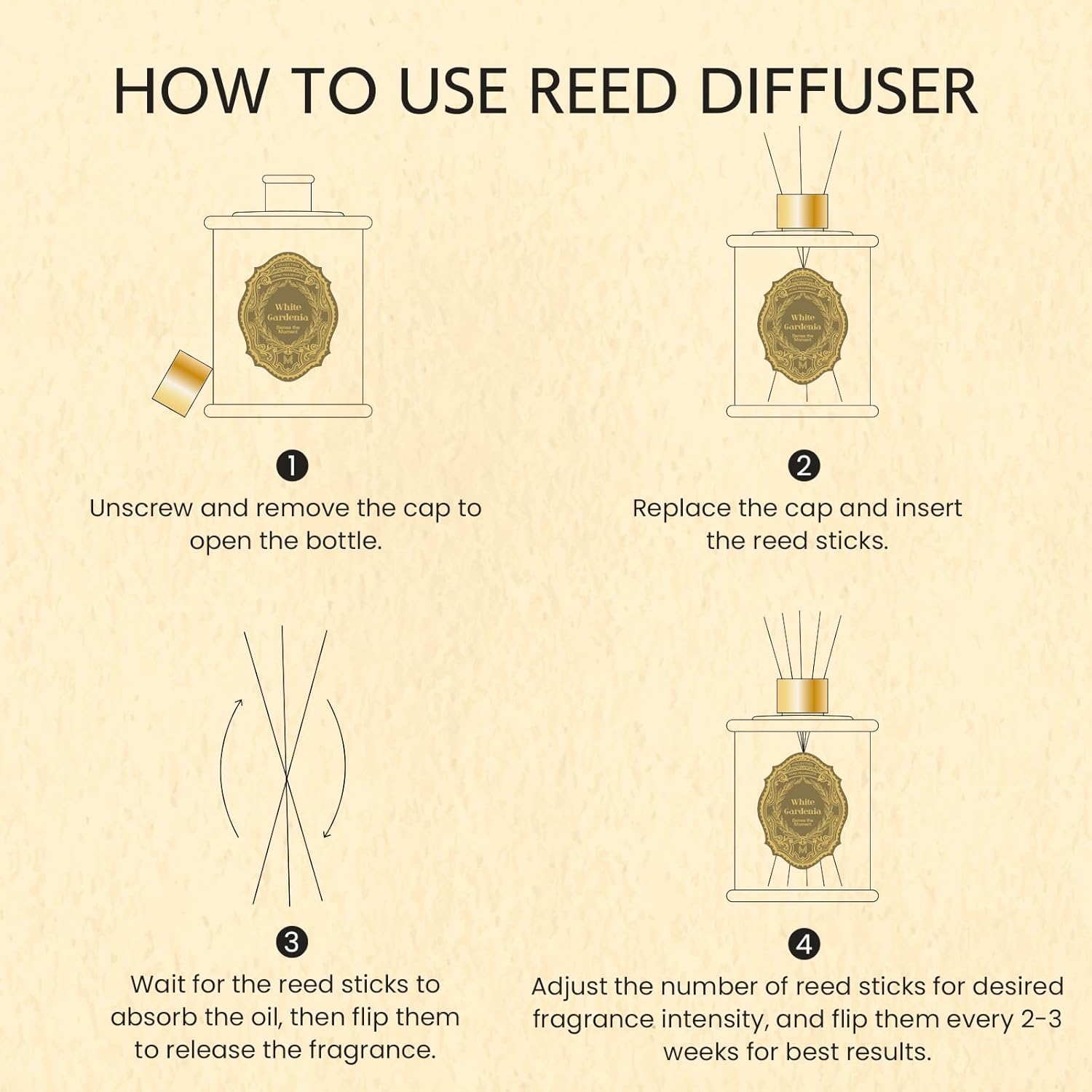 M&SENSE 8.4 oz Large Reed Diffuser for Home | Vanilla Sandalwood Scent Home Oil Diffuser with Sticks | Bedroom Bathroom Living Room Decor - Image 6