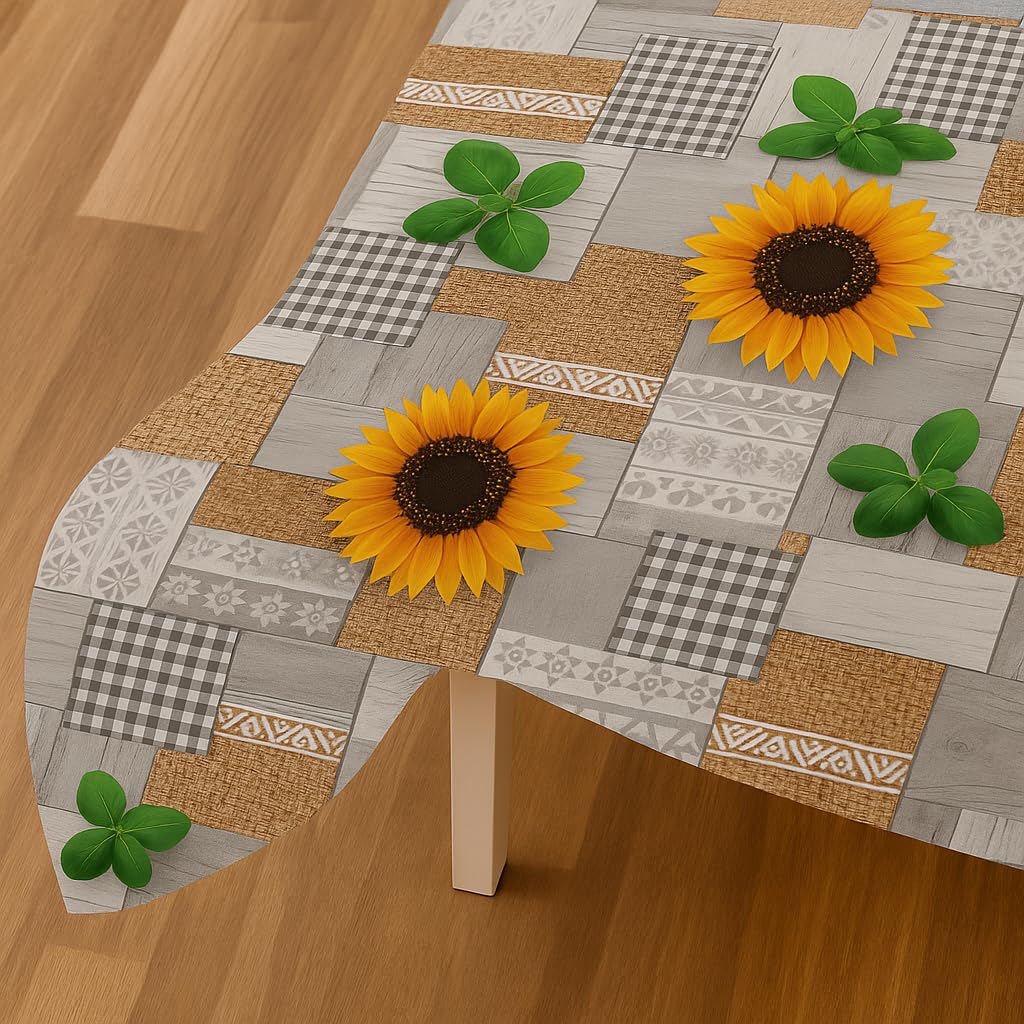 Mollettone Tavolo Fantasia [ANTISCIVOLO, ANTIMACCHIA] Copritavolo Gommato | Mollettone - Antigraffio - Antiurto - Lavabile | Larghezza Innovativa 140X450 - Girasole