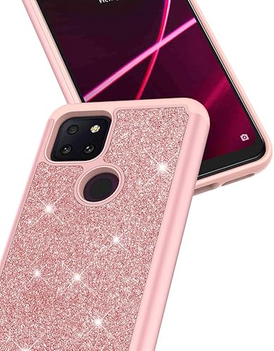 Miniatura 4 de Funda protectora para T-Mobile Revvl 5G con protector de pantalla y protector de pantalla brillante de goma con diamantes brillantes para niñas y