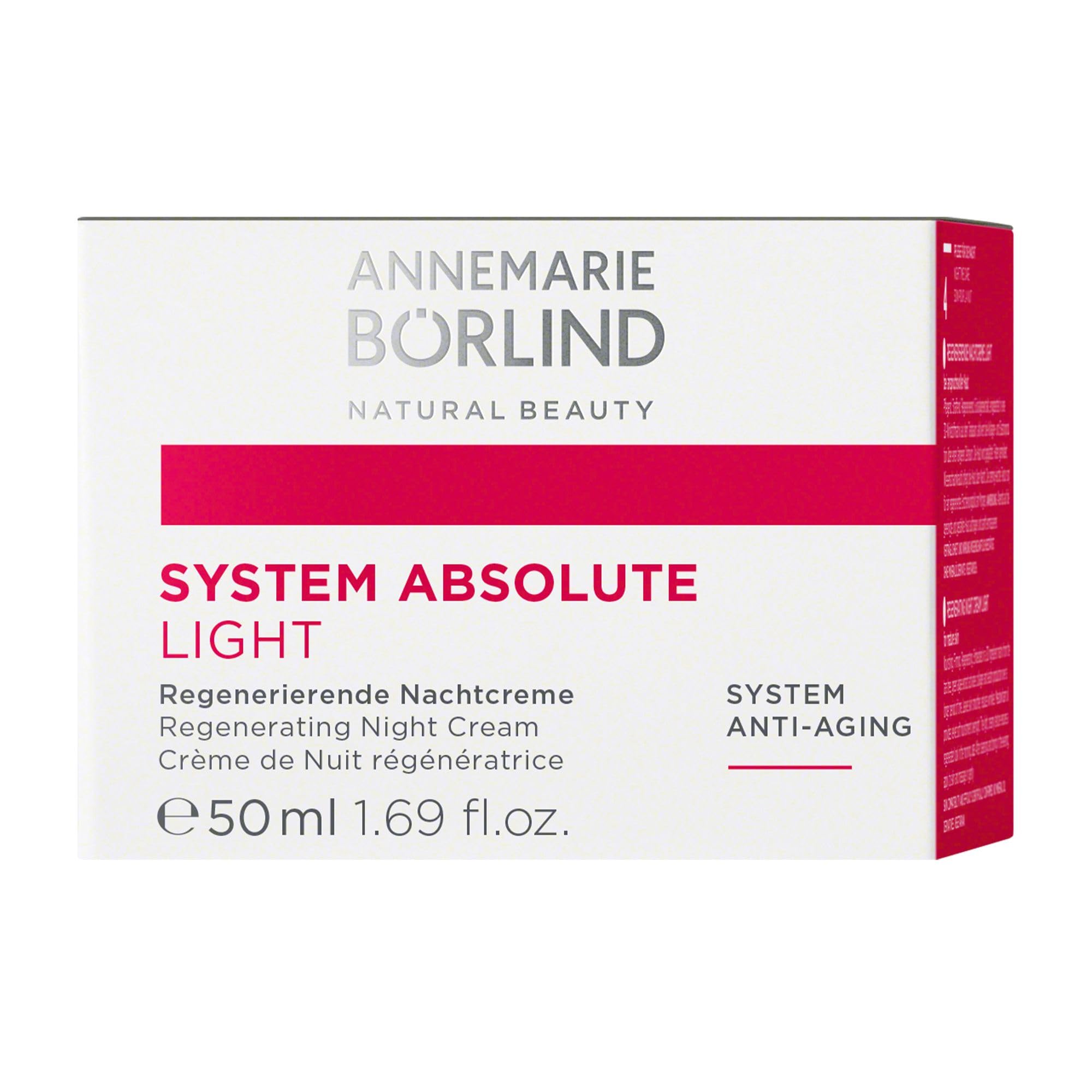 ANNEMARIE BÖRLIND SYSTEM ABSOLUTE Regenerierende Nachtcreme Light 50ml | Anti-Aging Nachtpflege, Aktiviert Kollagenproduktion, Feuchtigkeitspflege gegen Falten, Cremig-leichte Textur, Regenerierend