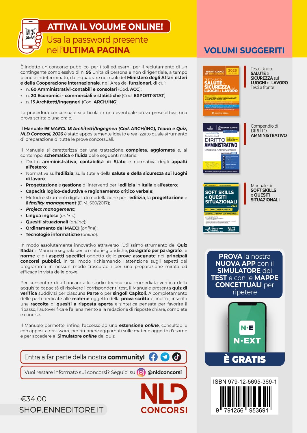 Concorso 95 MAECI 15 architetti e ingegneri. Manuale di teoria e quiz per la prova preselettiva e scritta 2026. Con software di simulazione