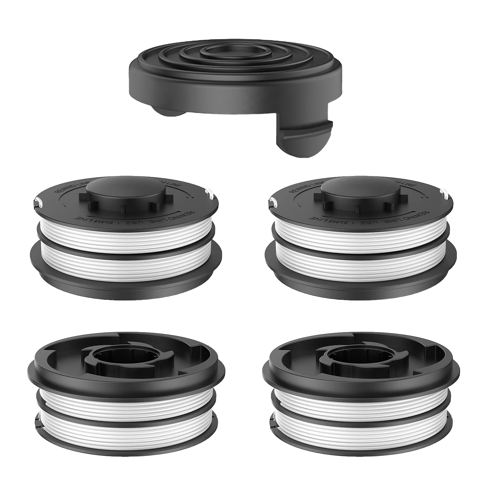 4 Bobinas de Hilo para Cortabordes Compatibles con Einhell 3405685, para Einhell GC-ET 4530 Aldi Gardenline GLR GLT,Ø2mm 10m, con cubierta de bobina TLE-02-1(4 Bobina+1 Tapa)