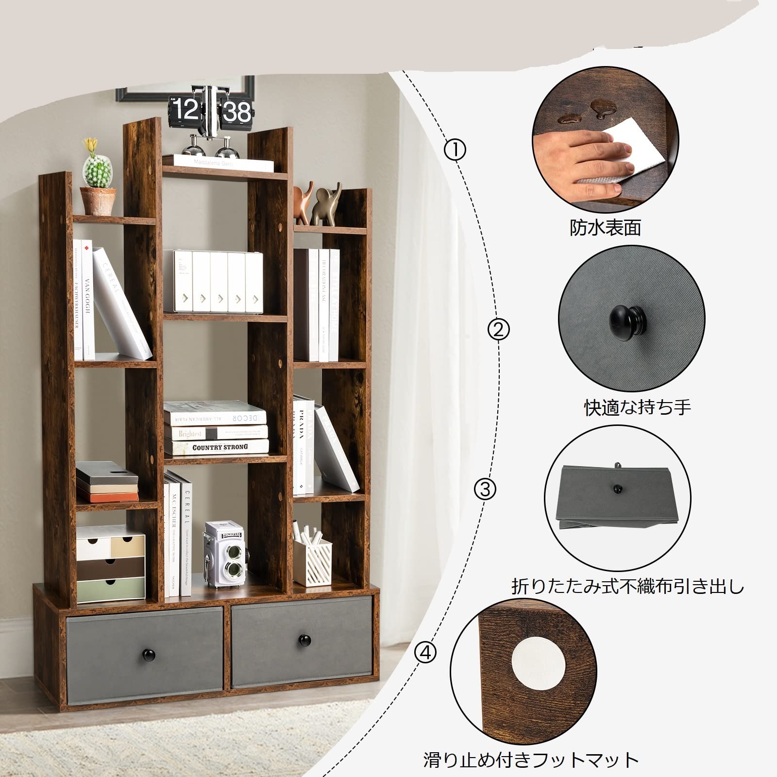 Amazon｜BestBuy オープンシェルフ 132cm 12段 ディスプレイラック