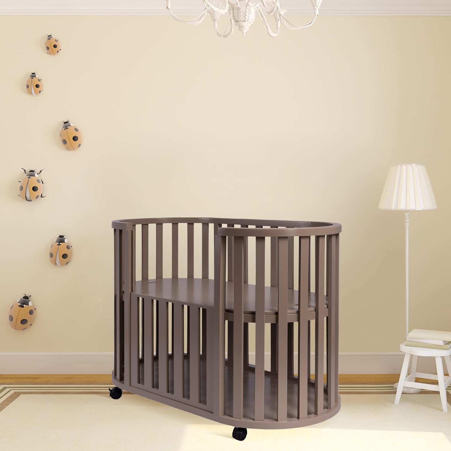 TBS Sweet Pea Cot for Baby| Baby Crib Bedding Cot| Modern and Minimalist Design| Adjustable Sleeping Level| Crib with Storage| Color- White| PU- Finish| Dimesion- 58 x 30 inches