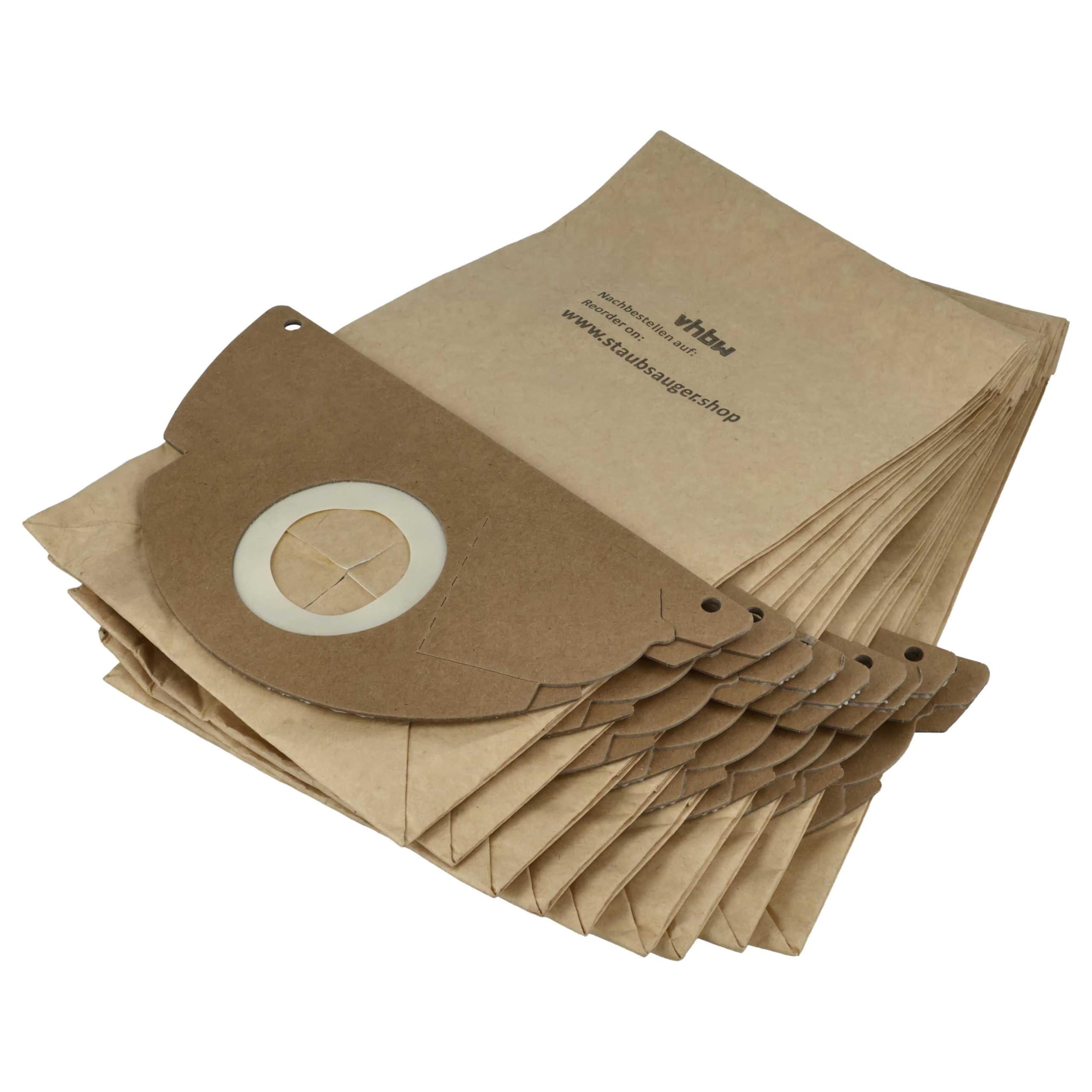 vhbw 10x sacs compatible avec Kärcher 2101 | 2101 / TE, 2105, 2111, 2301, 4000 Plus / TE, A 2101, A 2111 aspirateur - papier, marron