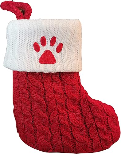 Mini medias de Navidad de 7 pulgadas calcetines de punto rojo de Navidad A-Z copo de nieve con estampado de pata de perro medias colgantes para Mini medias de Navidad de 7 pulgadas calcetines de punto rojo de Navidad A-Z copo de nieve con estampado de pata de perro medias colgantes para